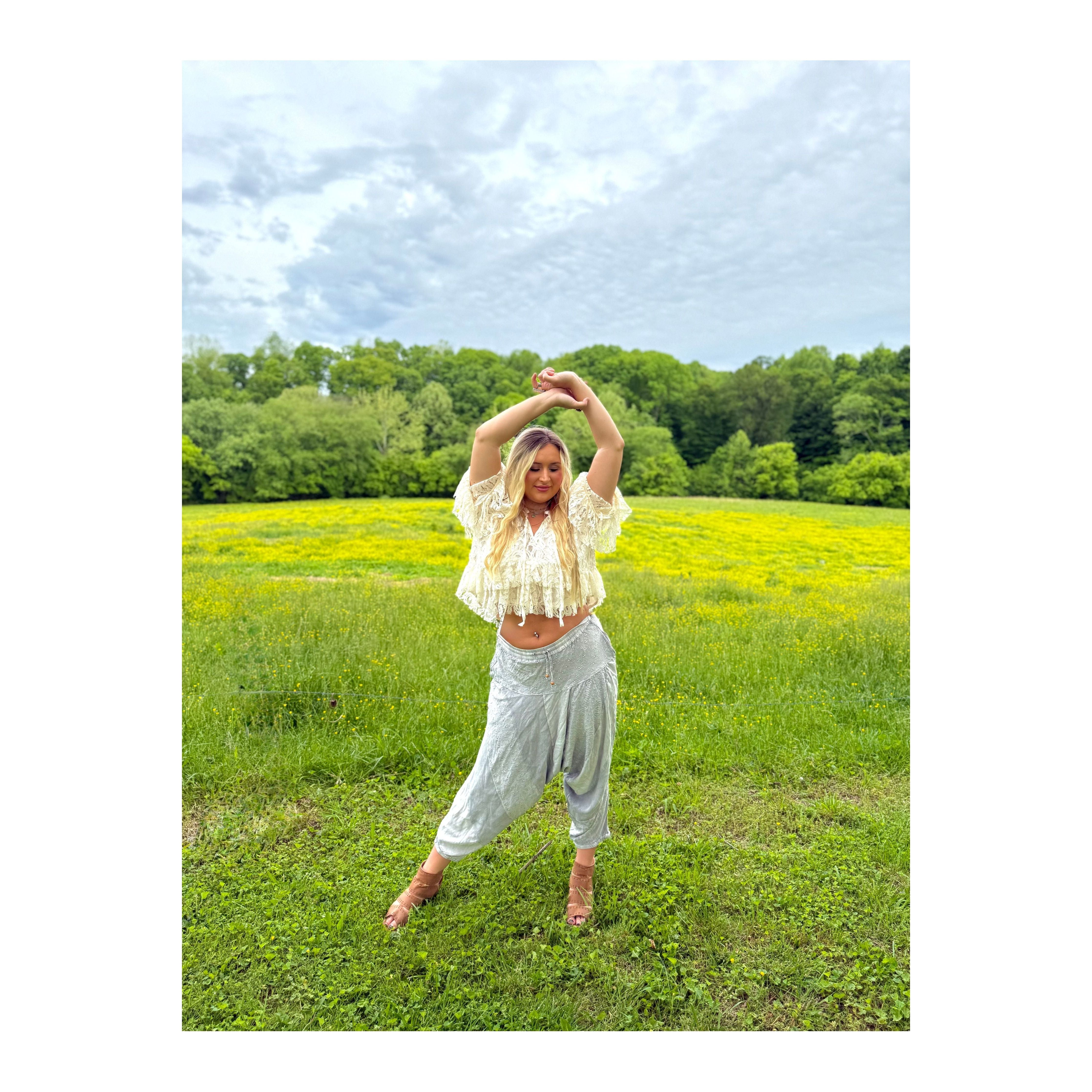 Dixie White Lace Bell-sleeve Top