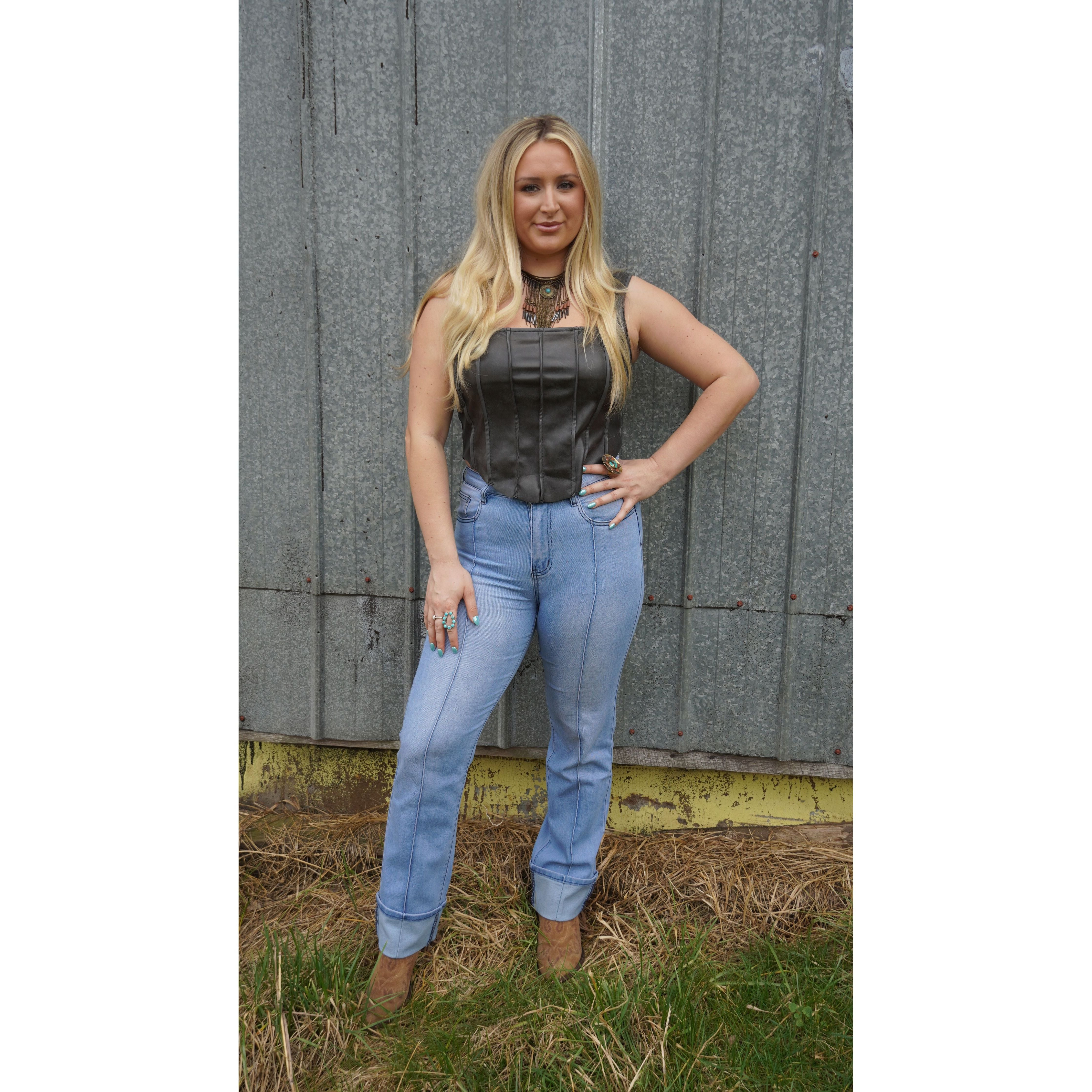 Rodeo Nights Light Wash Cuff Jean