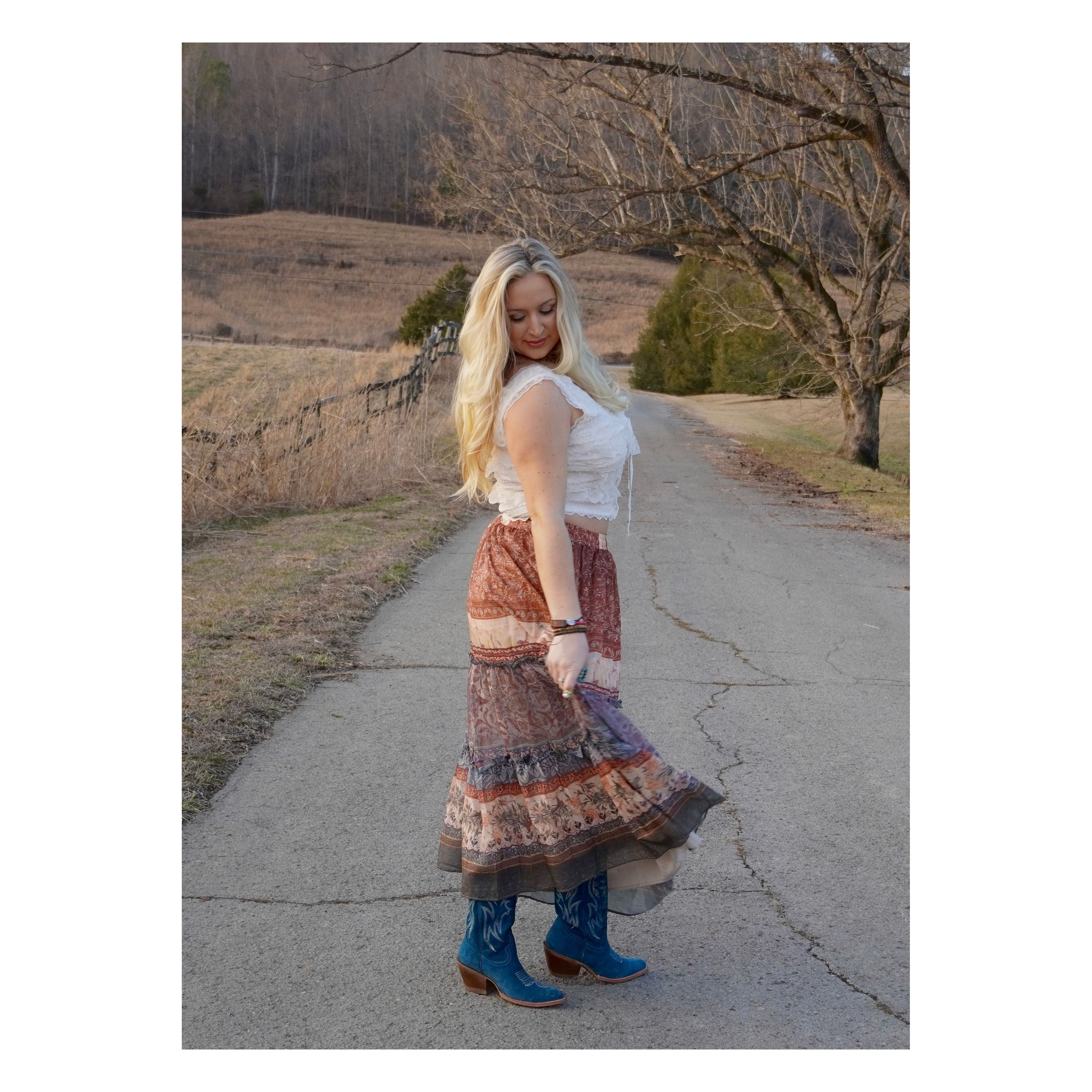 Vintage Patchwork Tiered Skirt