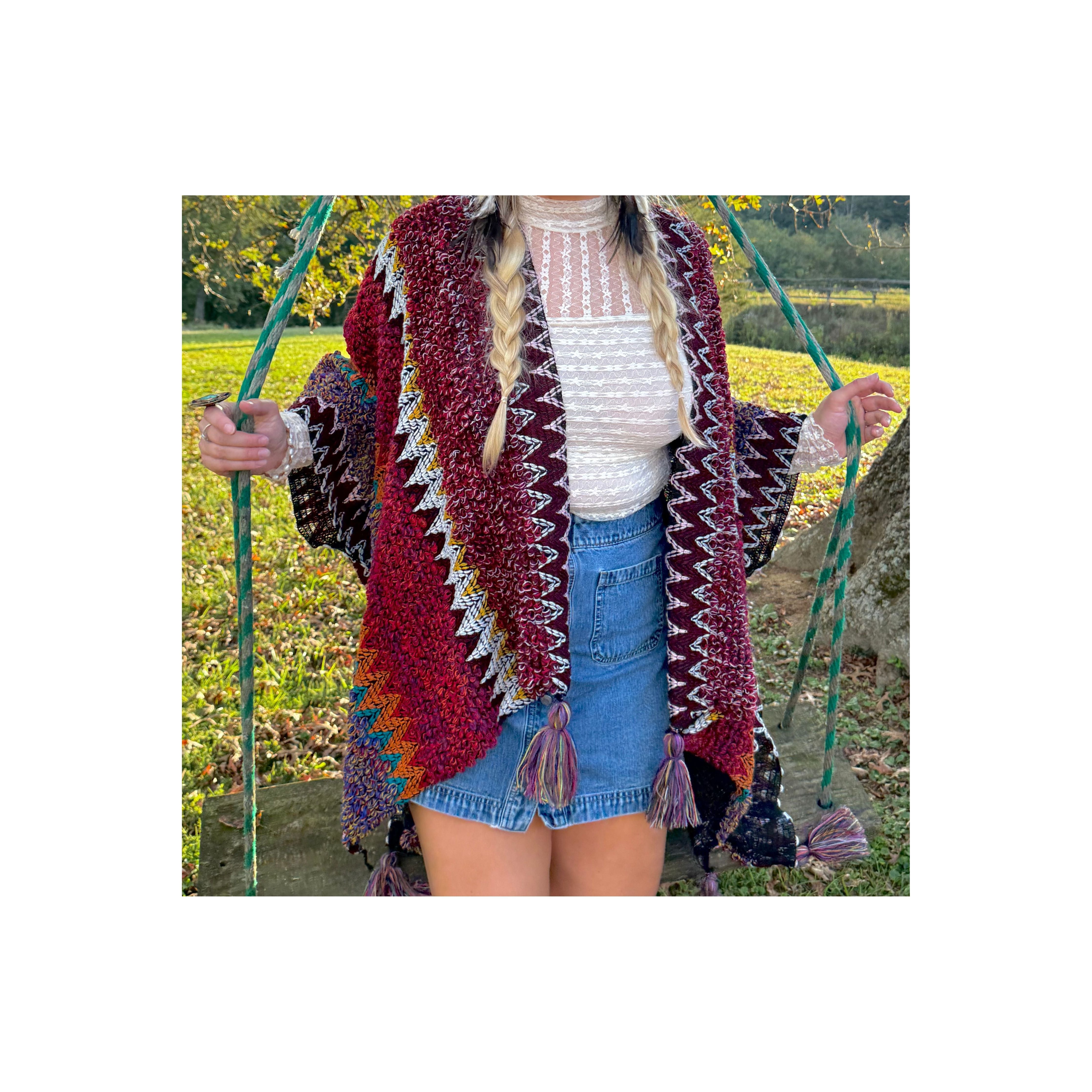 Boheme Soul Crochet Kimono in Red