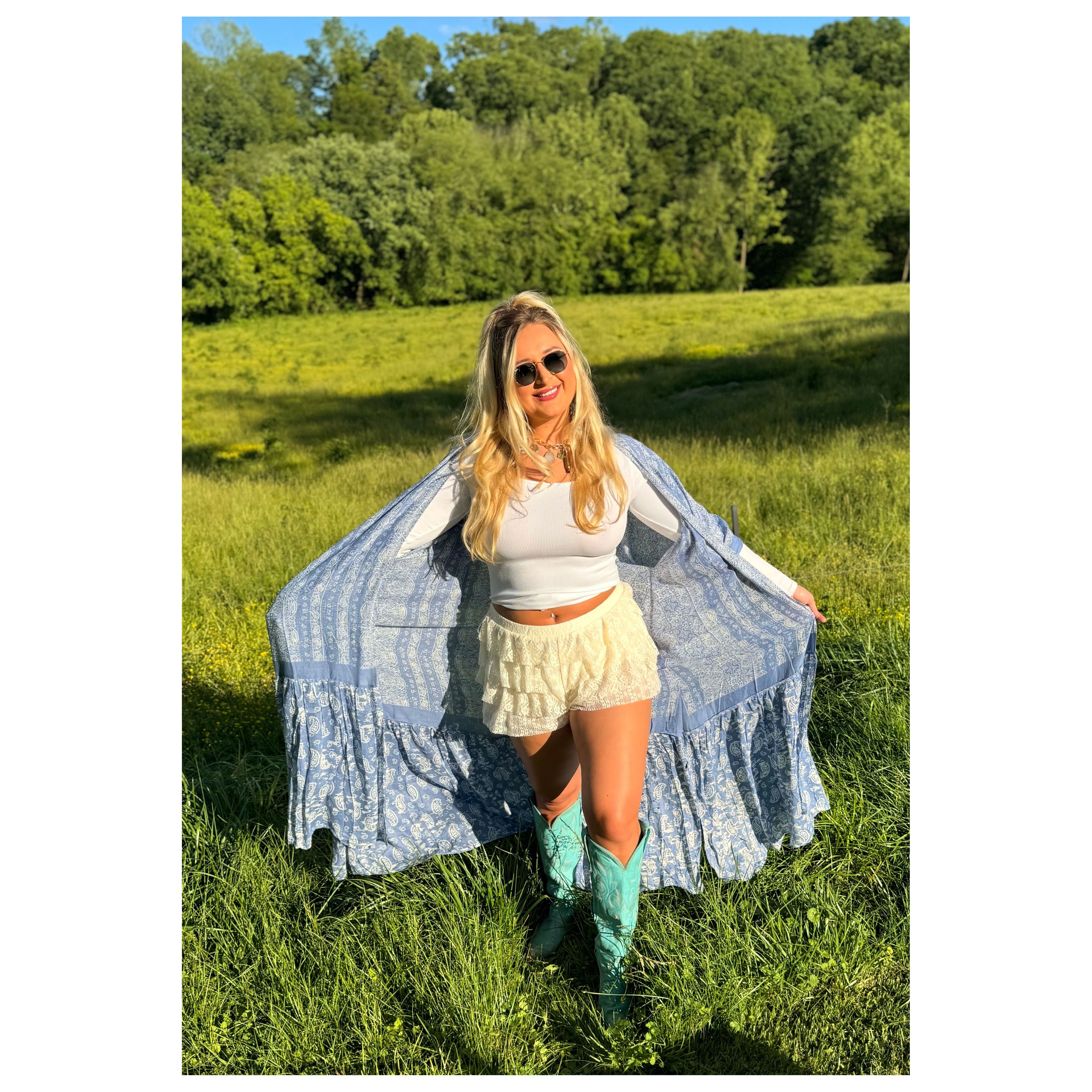 Blue Paisley Free Flow Duster