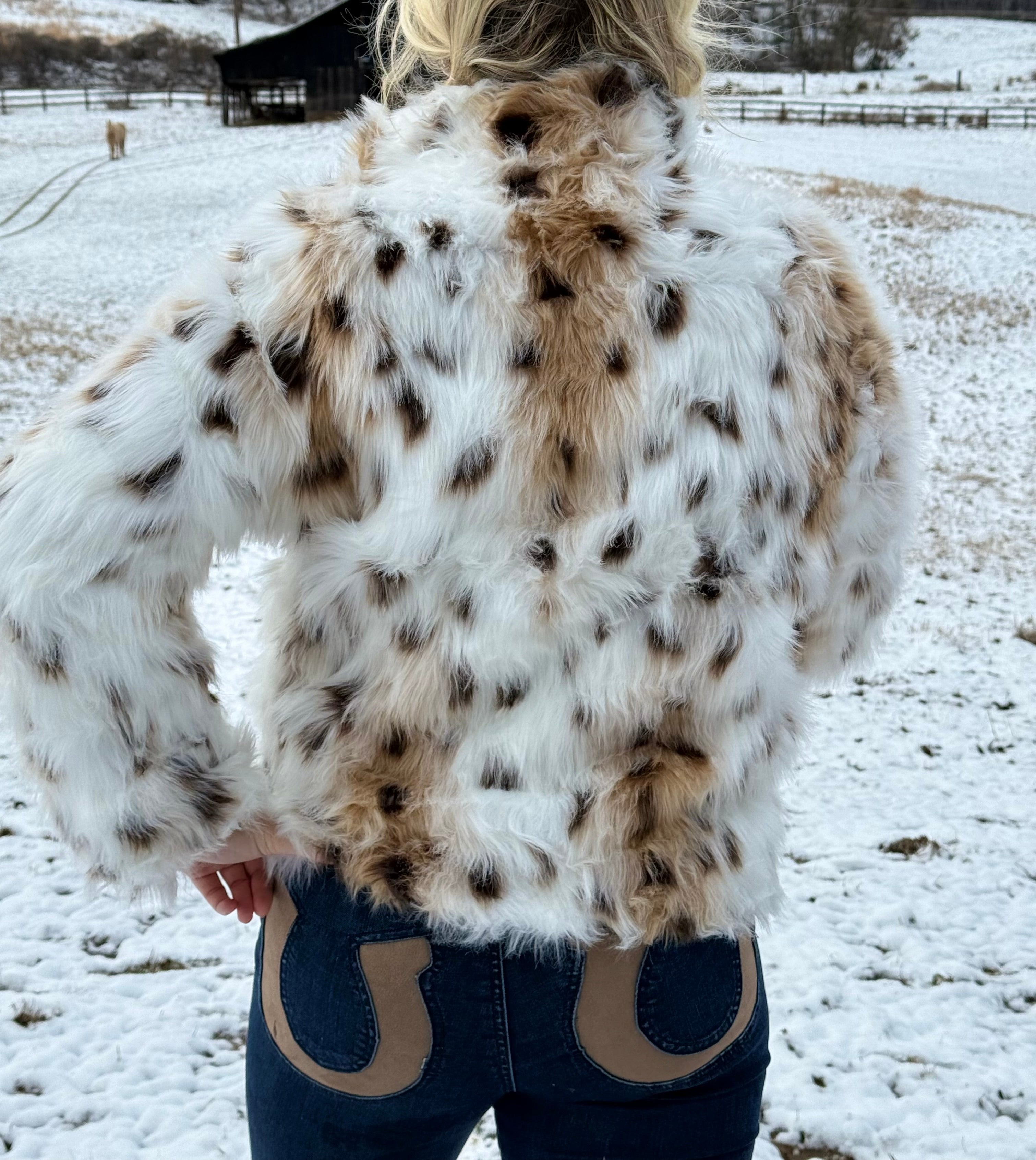 Snow Leopard Faux Fur Coat