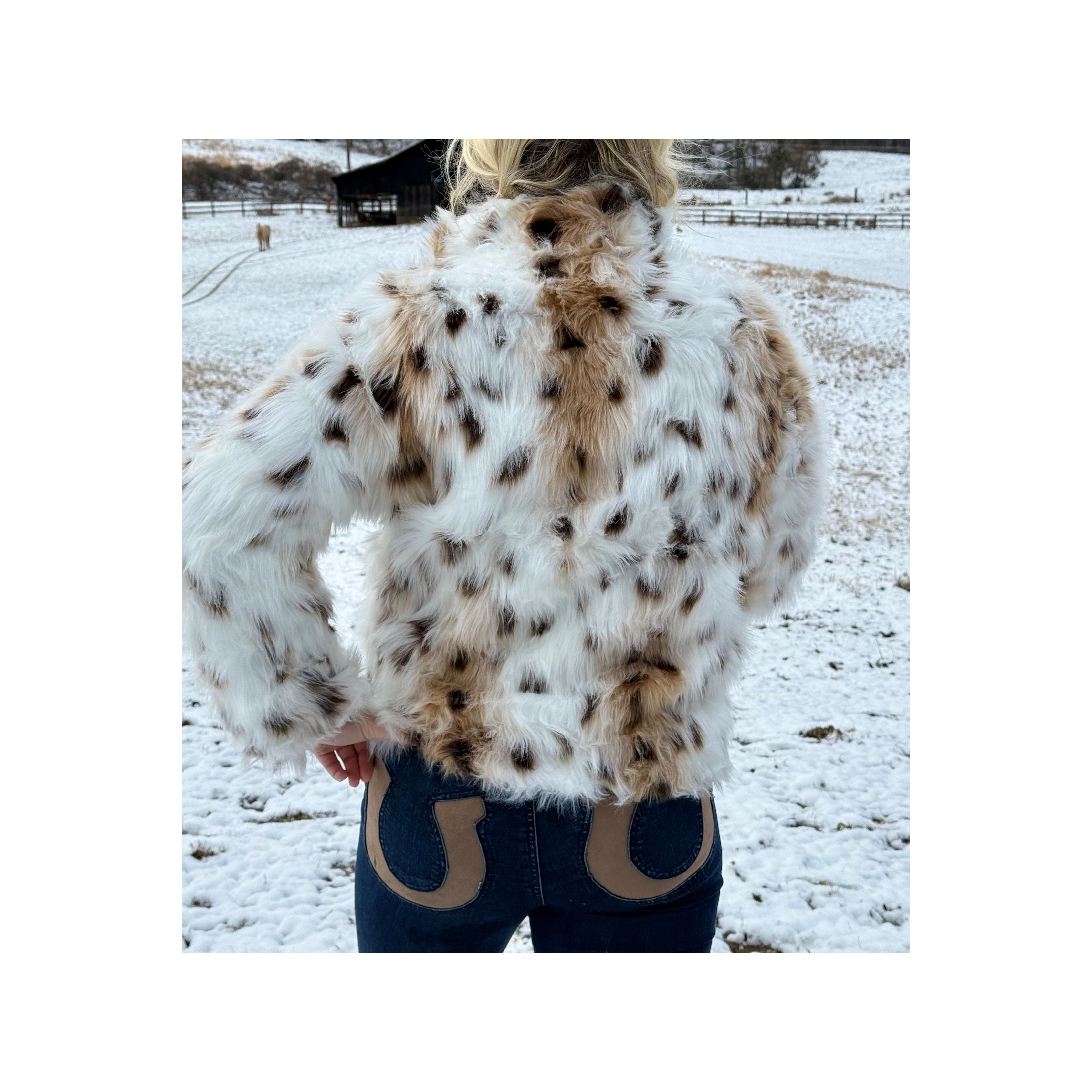 Snow Leopard Faux Fur Coat