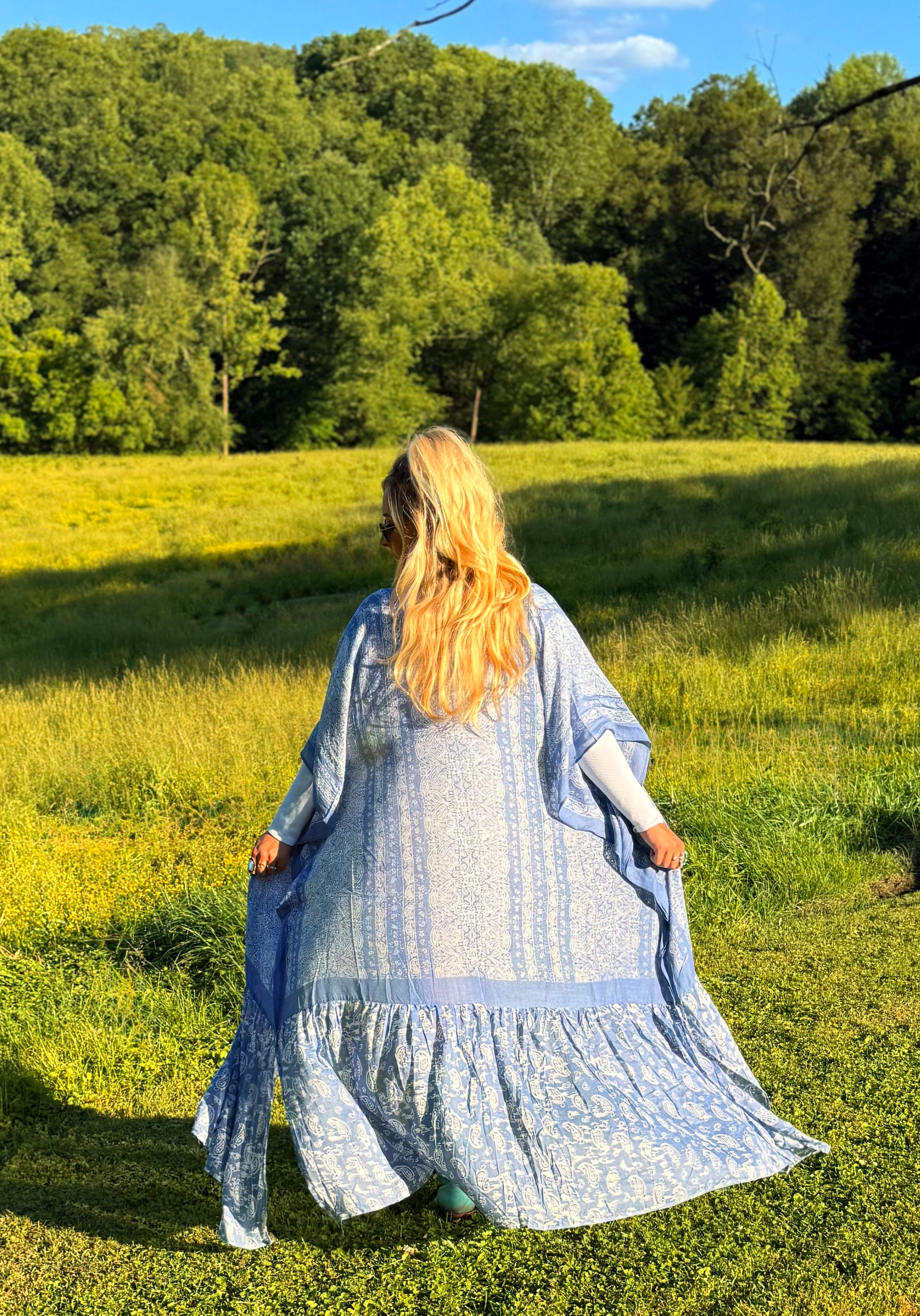 Blue Paisley Free Flow Duster