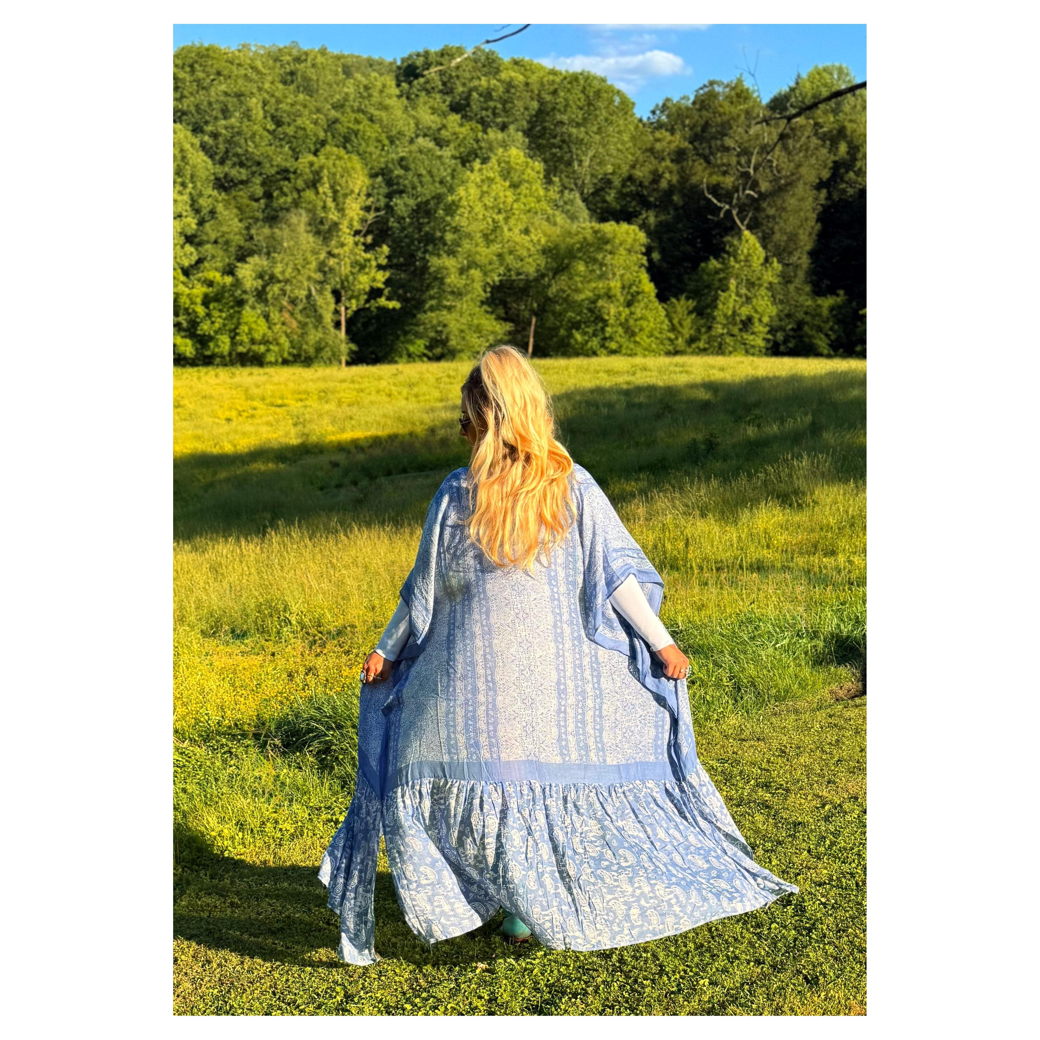 Blue Paisley Free Flow Duster