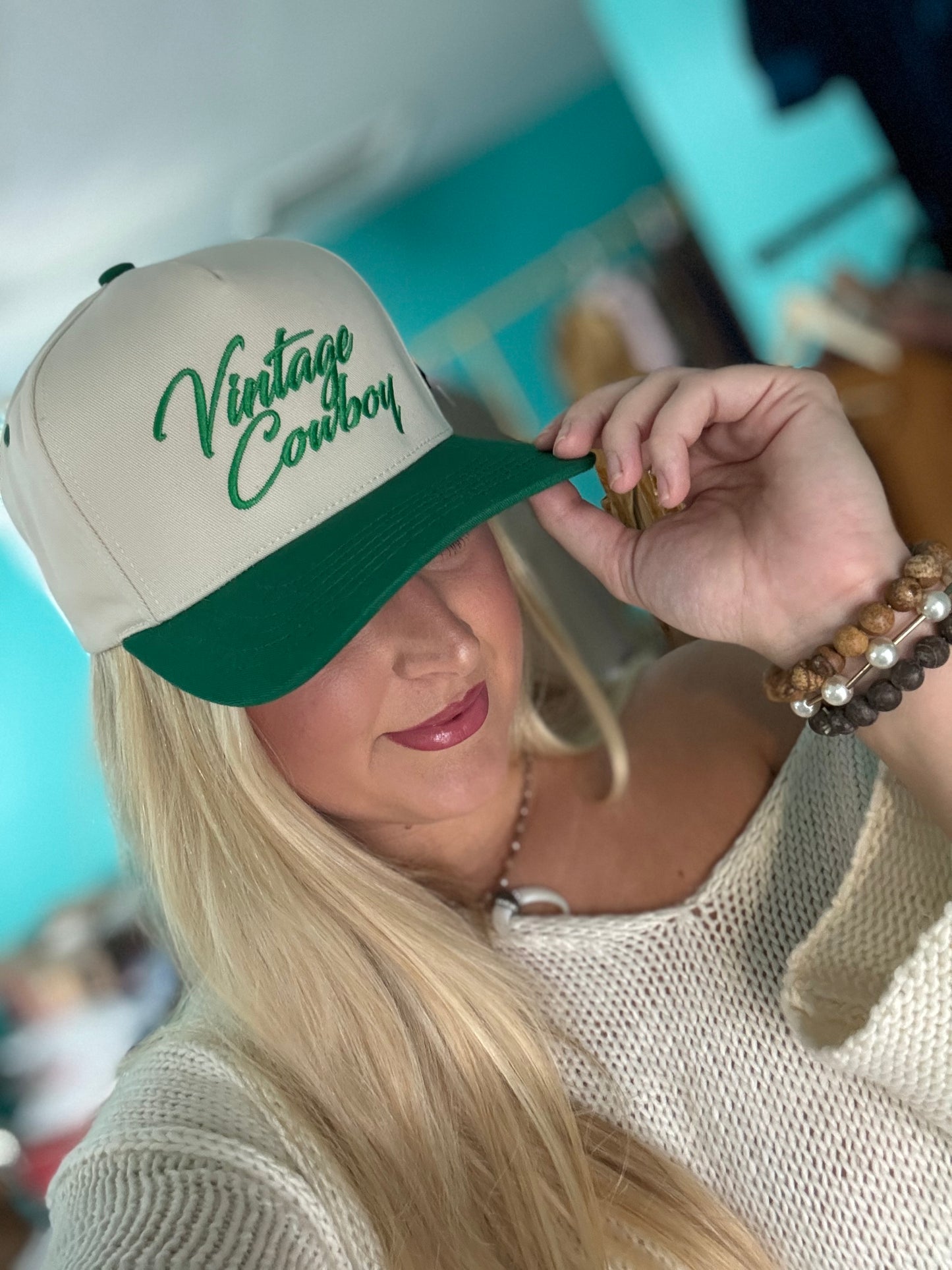 Vintage Cowboy Cap (Green)