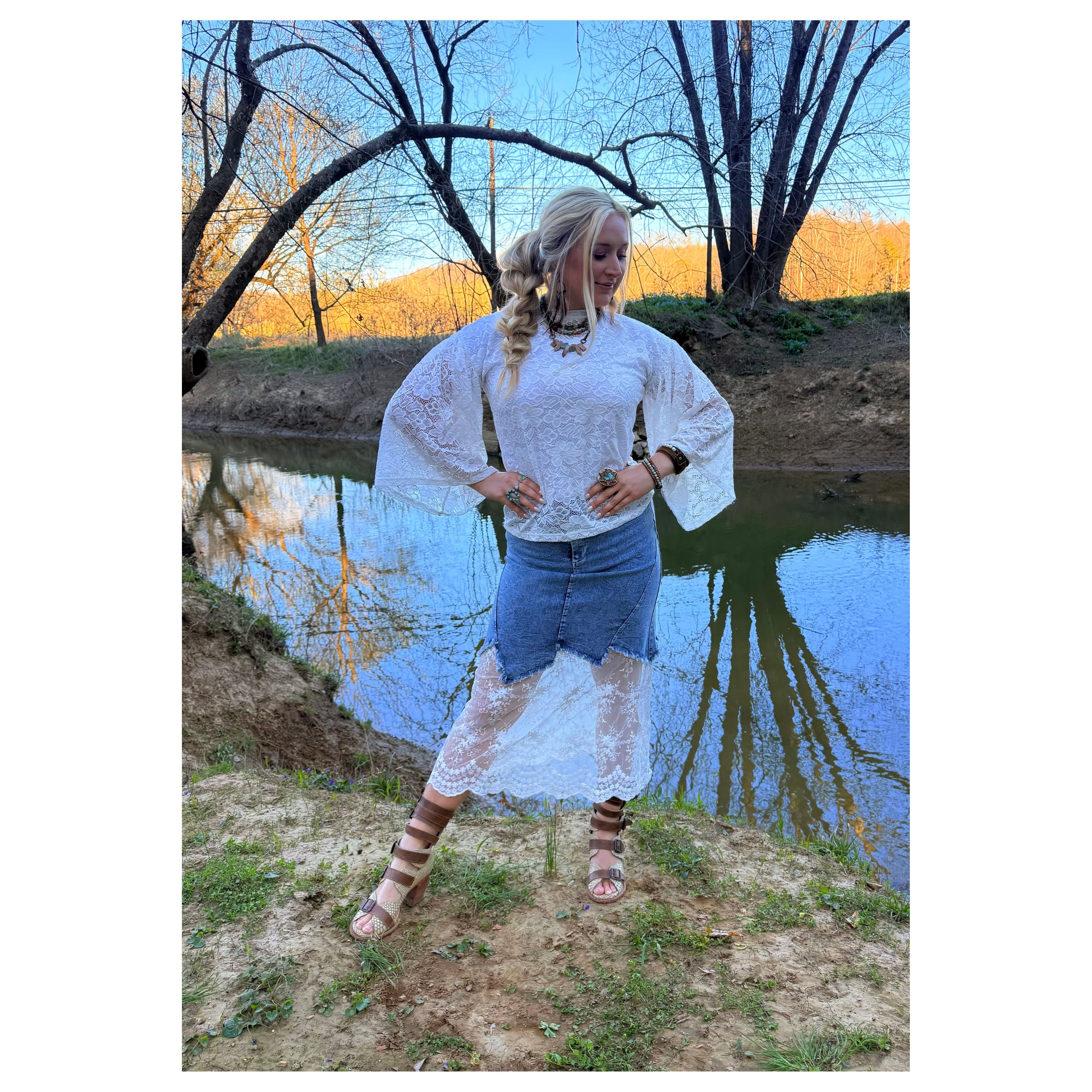 Denim Lace Skirt