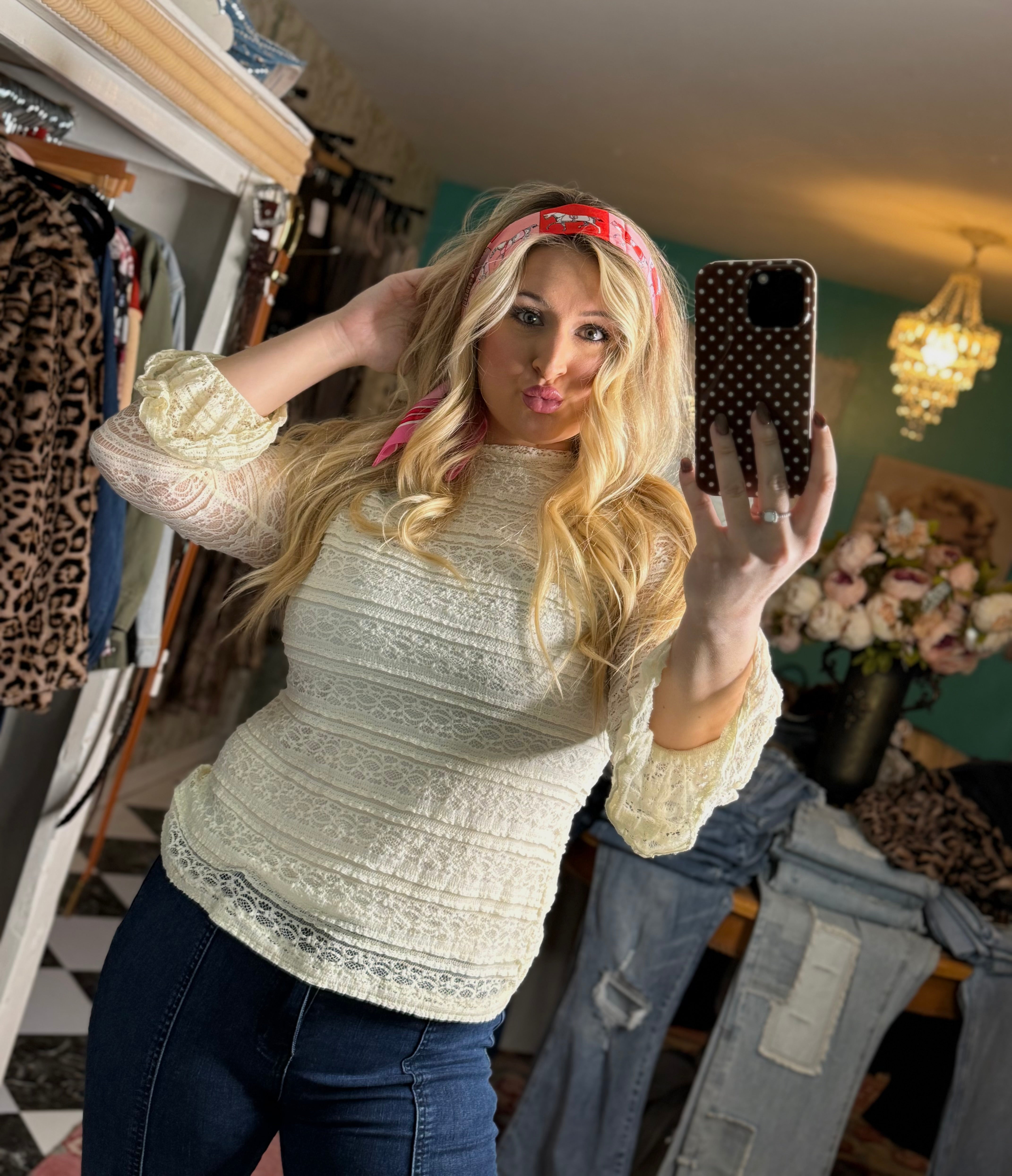 Pink Horse Print Satin Scarf