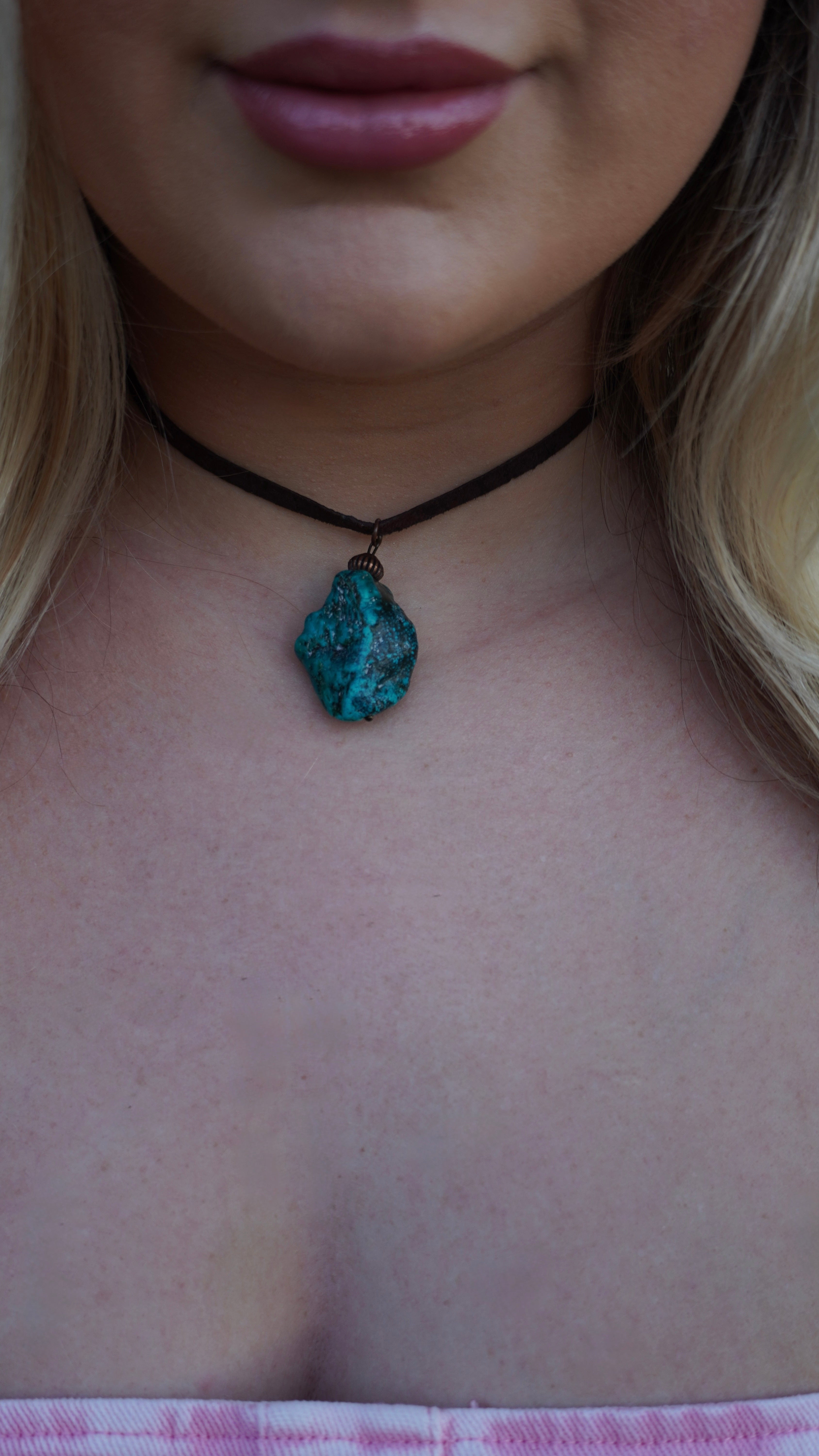 Turquoise Leather Choker