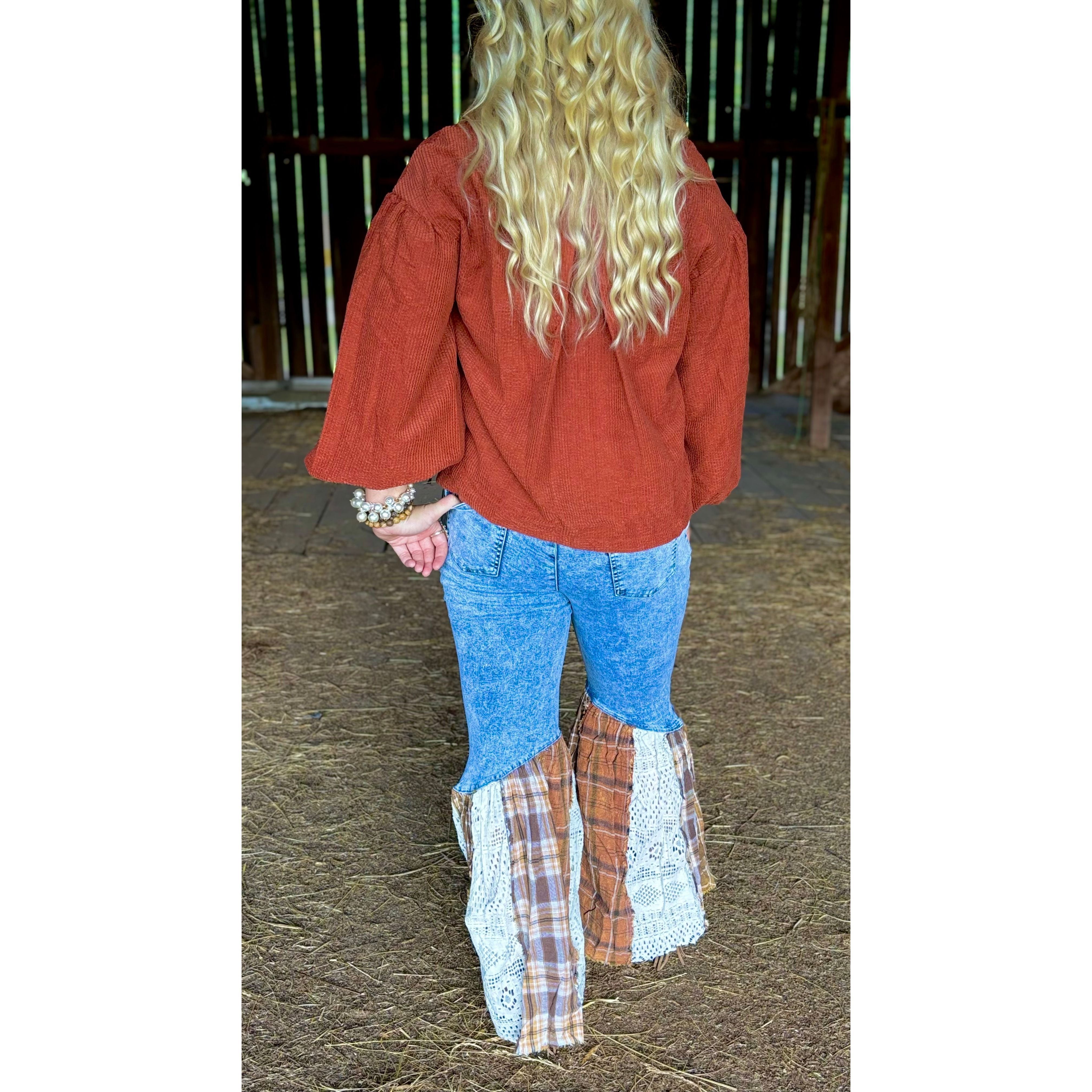 Flirty Flannel Flare Jeans