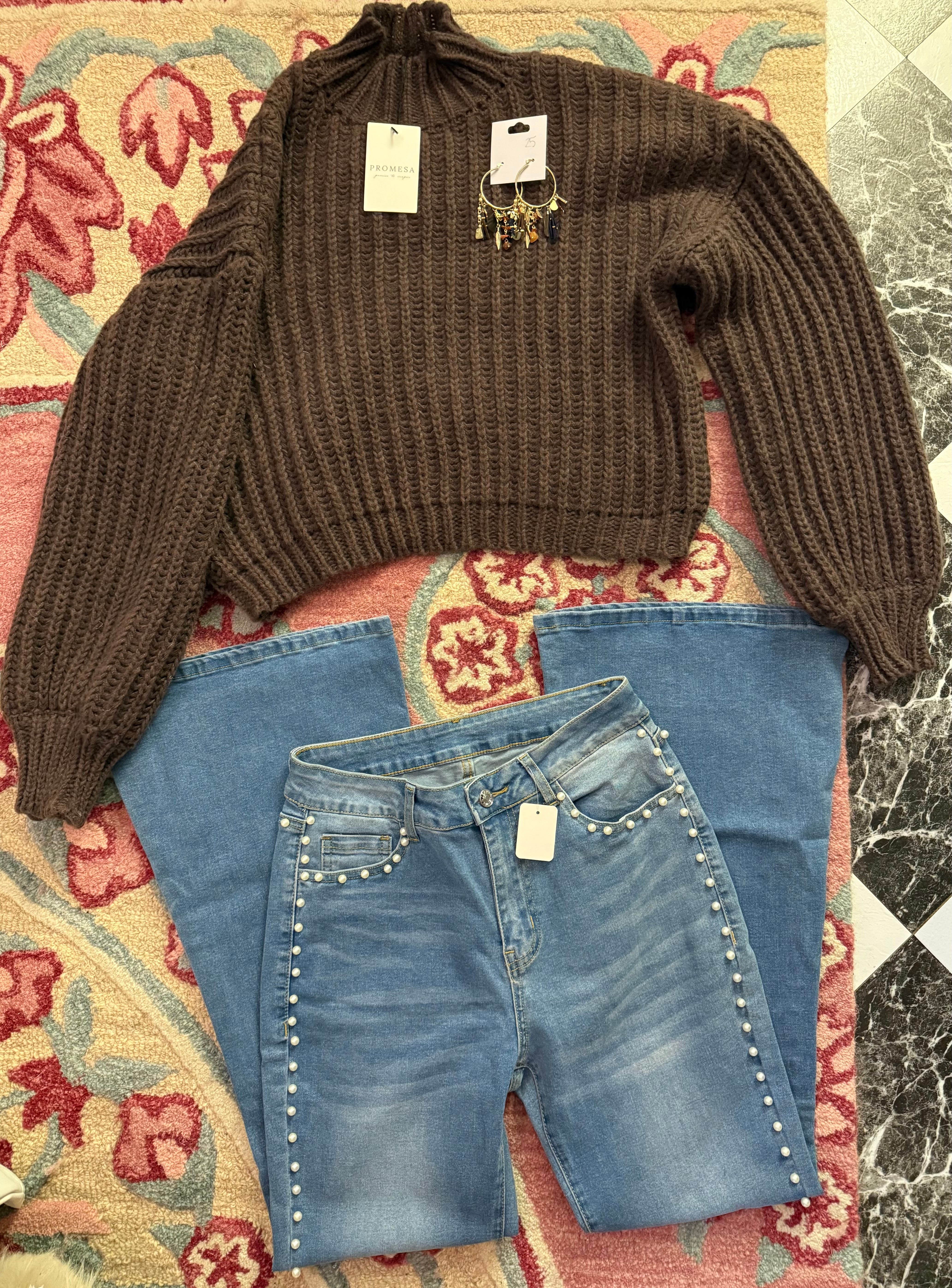 Cozy Chocolate Wide Sleeve Rib Knit Sweater