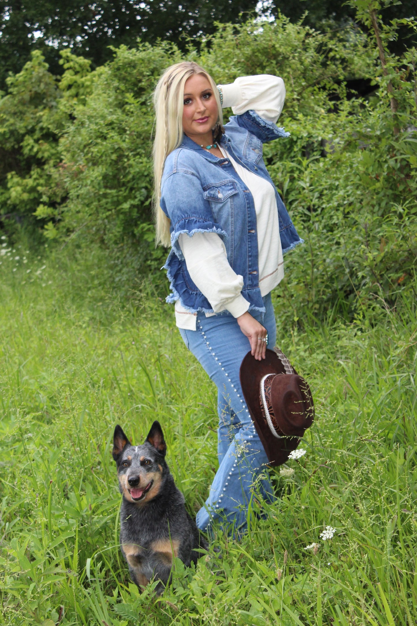 Ruffled Short Sleeve Denim Jacket