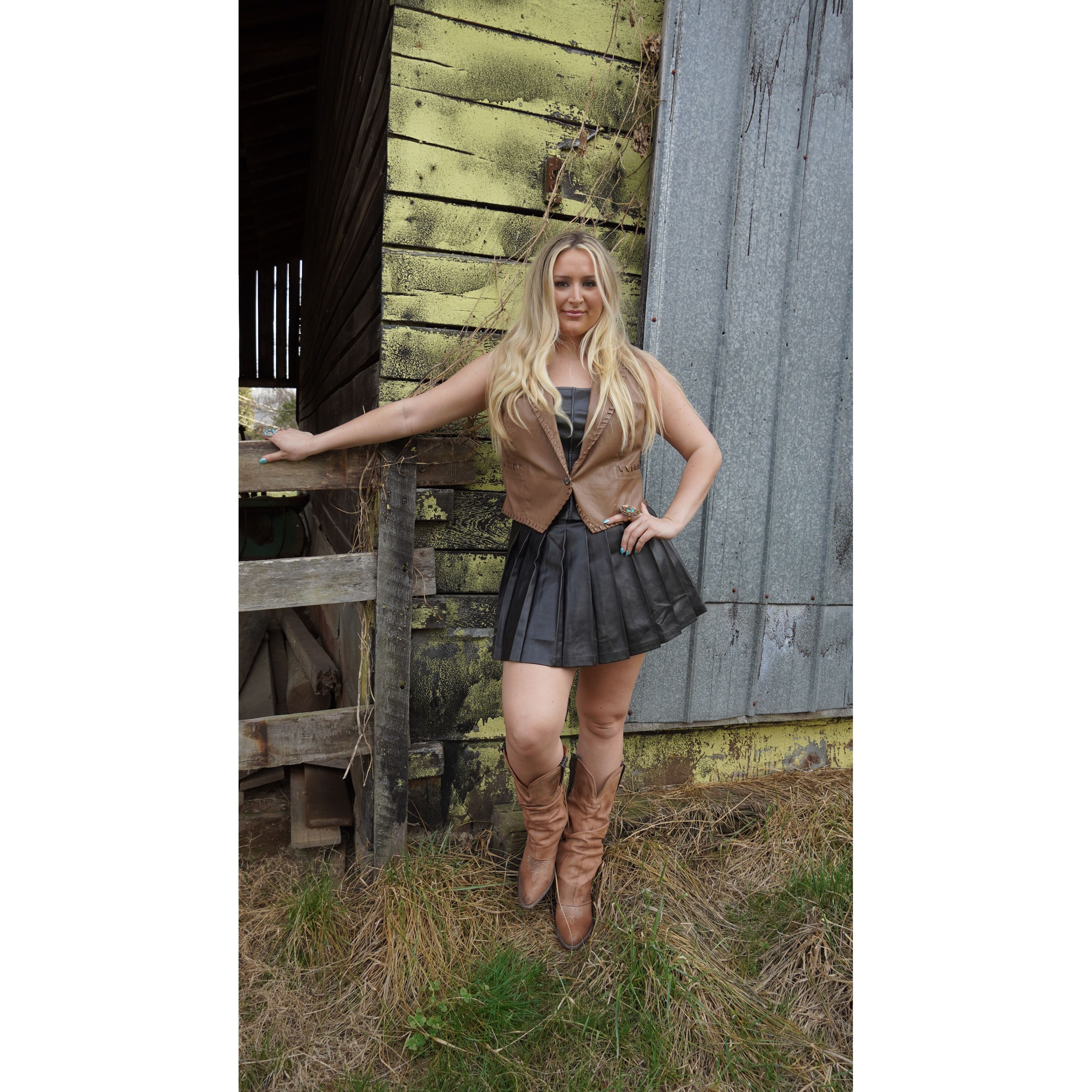 Brown Leather Western Vest