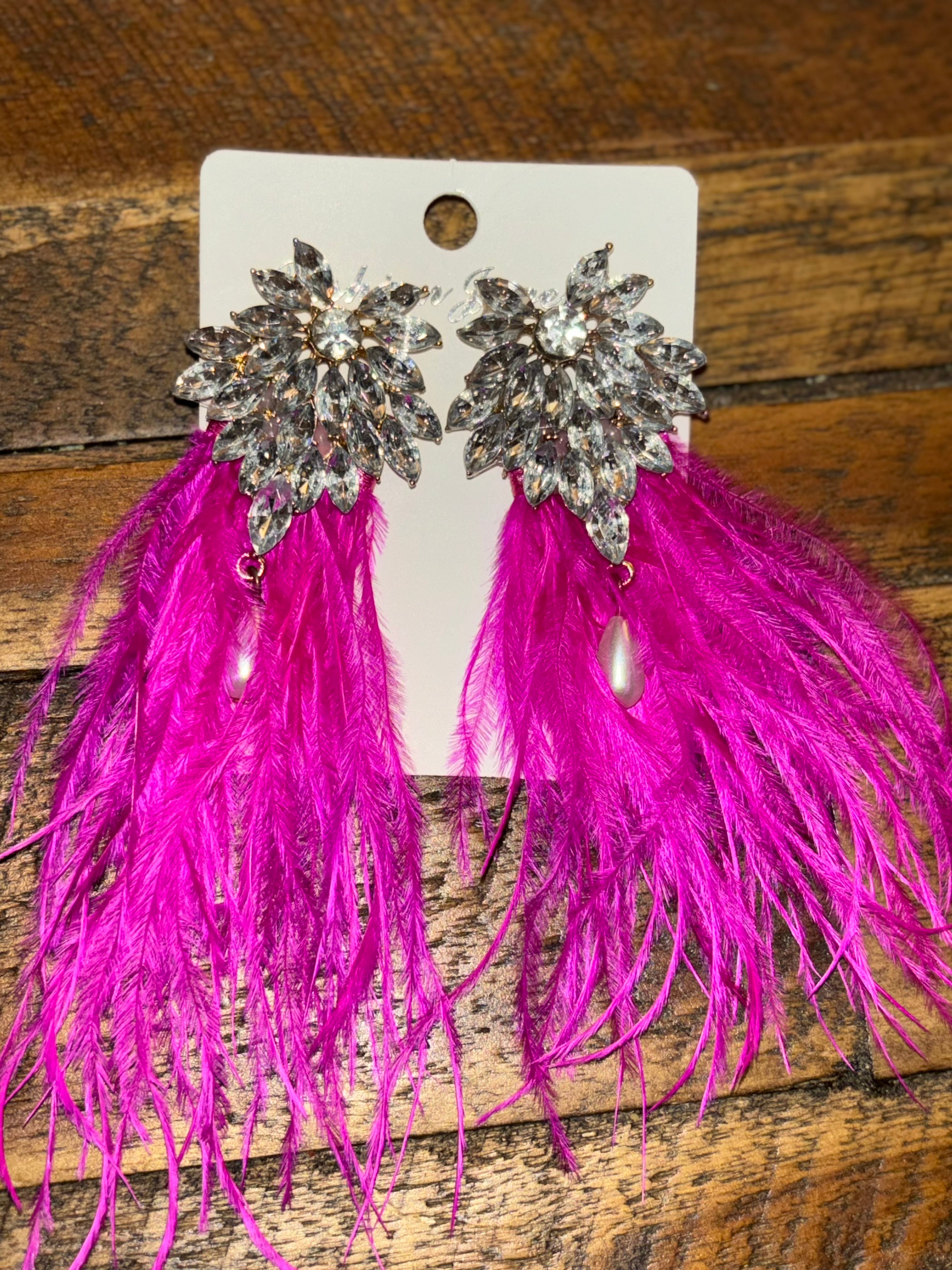 Pink Diamond Feather Earring