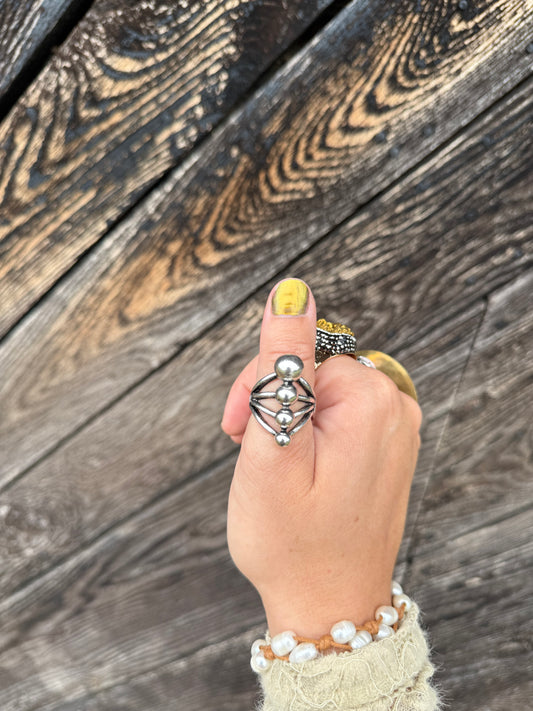 Moonlit Bead Ring