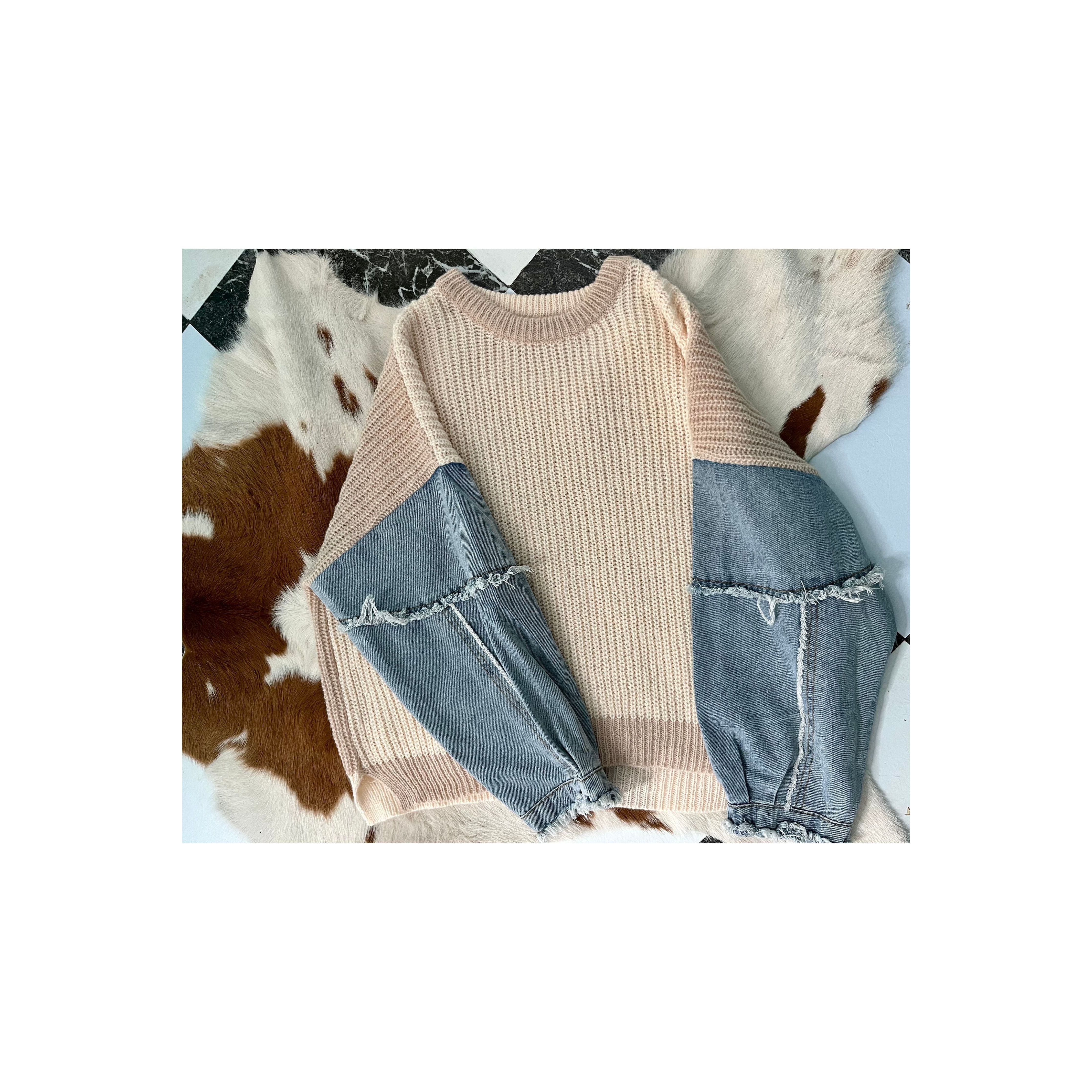 Denim Sleeve Sweater