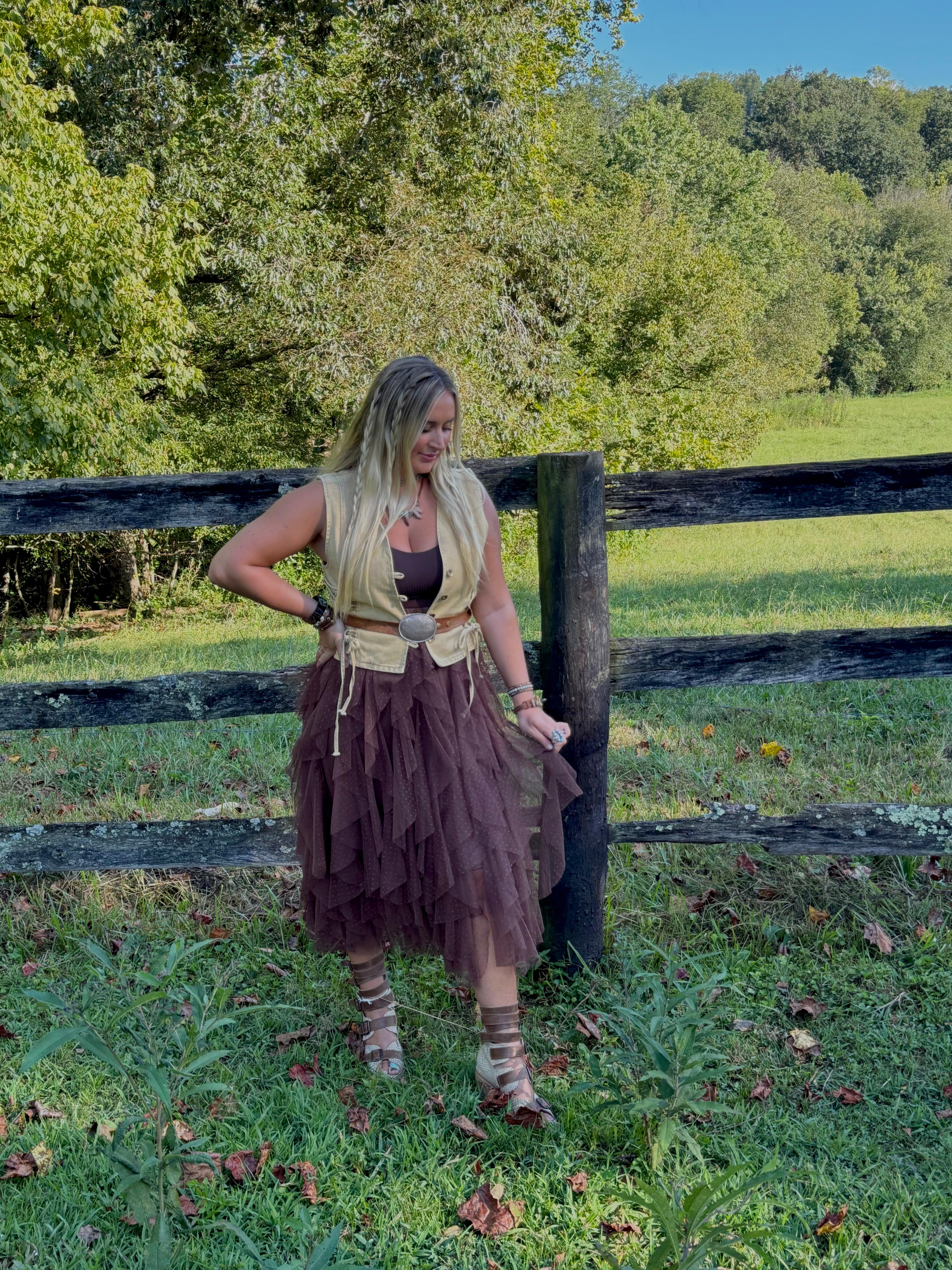 The Willow Mocha Tiered Skirt