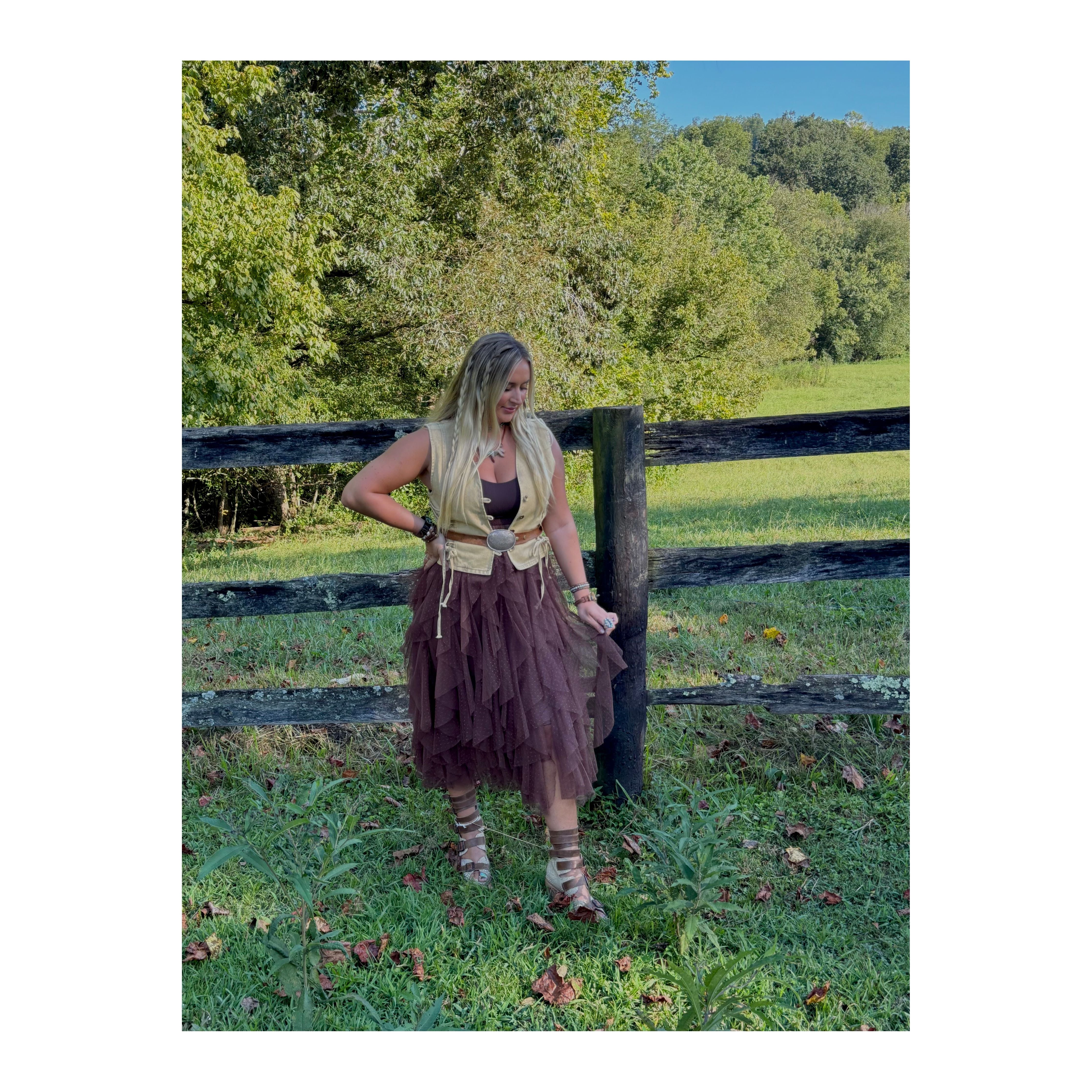 The Willow Mocha Tiered Skirt