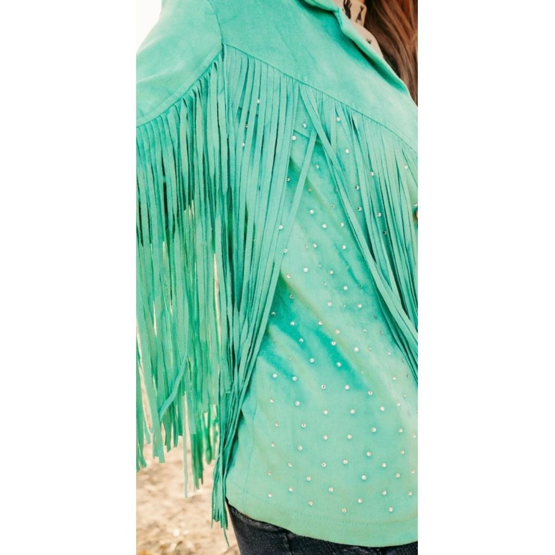 Shimmer Shine Turquoise Fringe Jacket