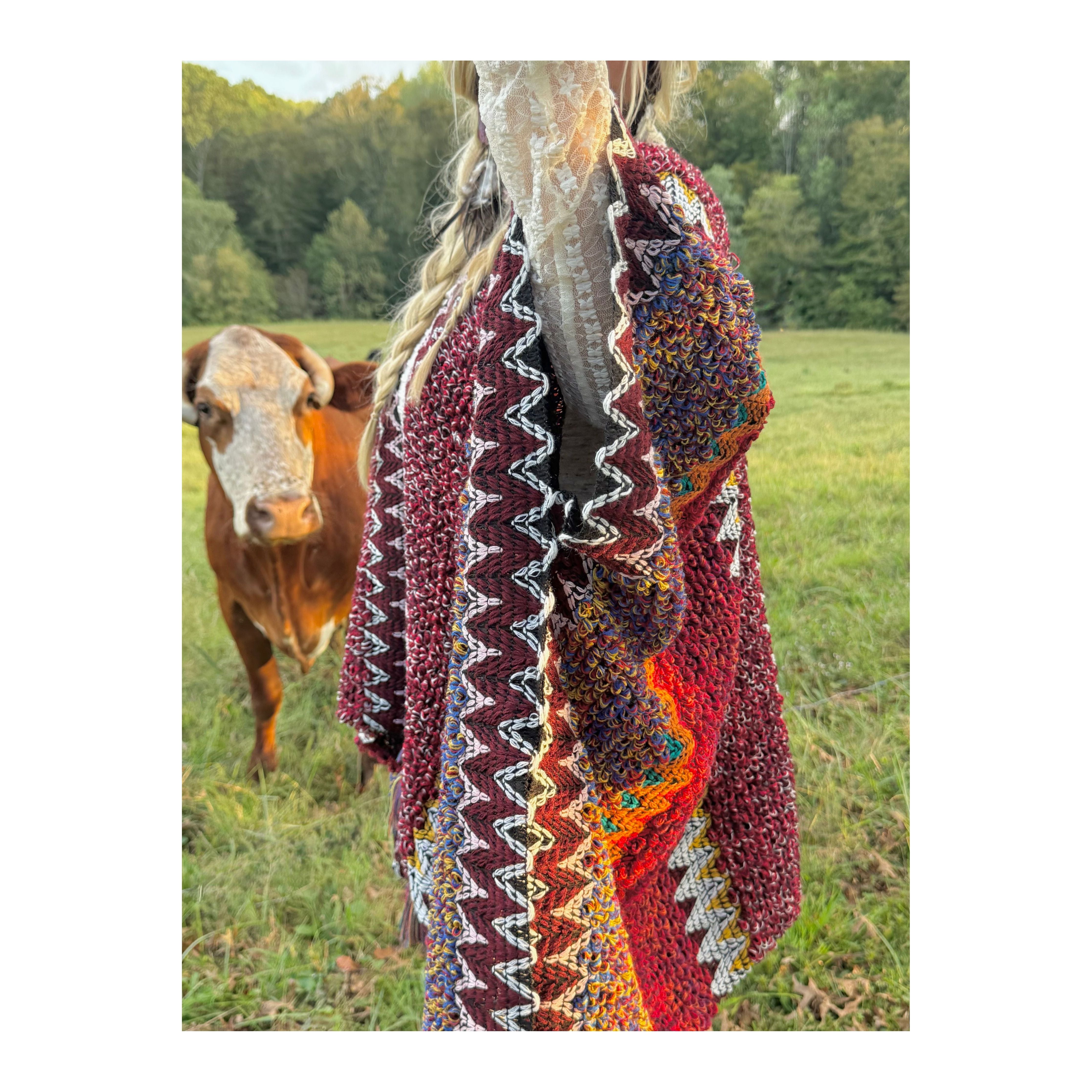 Boheme Soul Crochet Kimono in Red