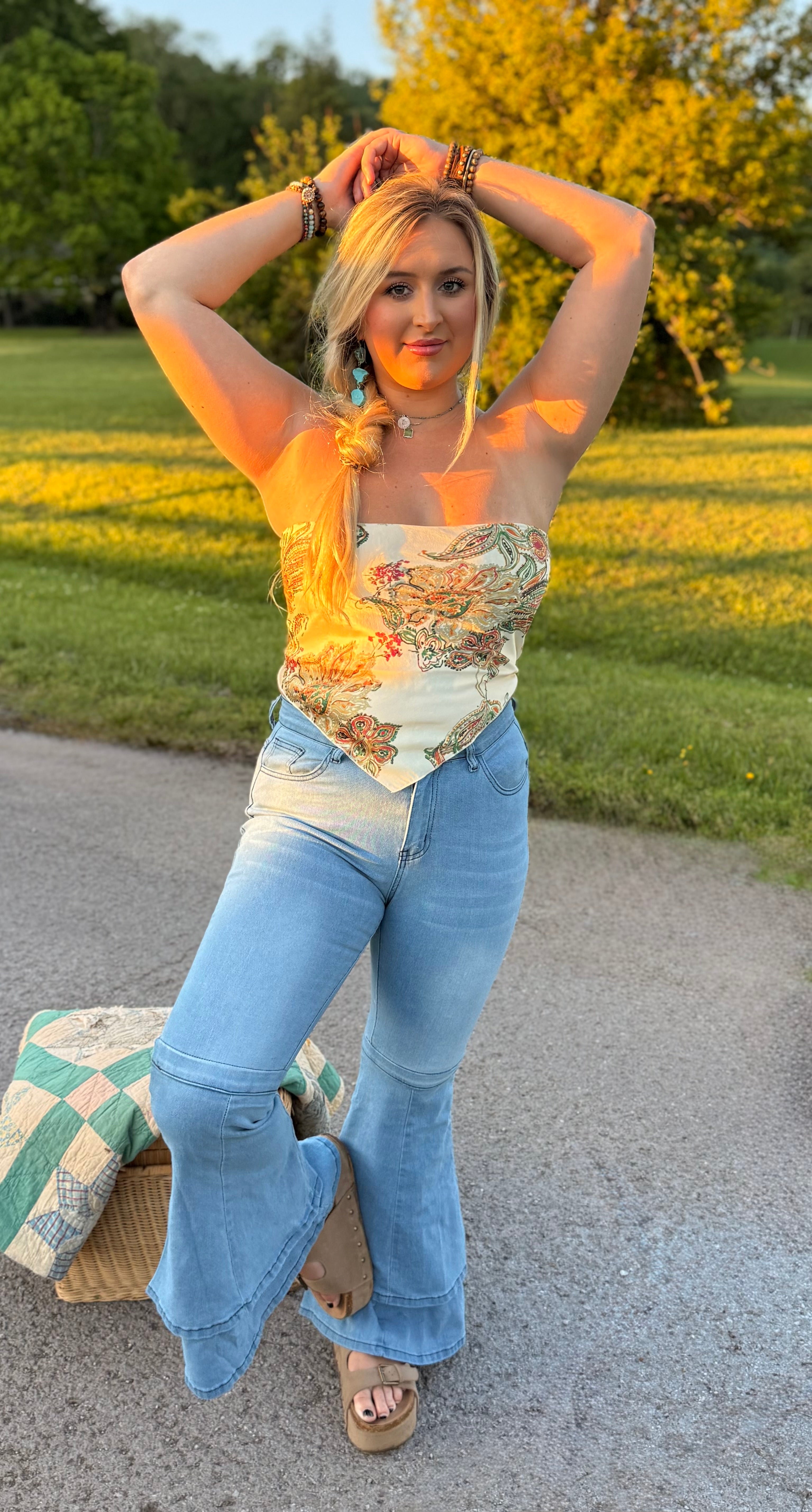 Sun Soaked Bandana Tube Top (Cream)