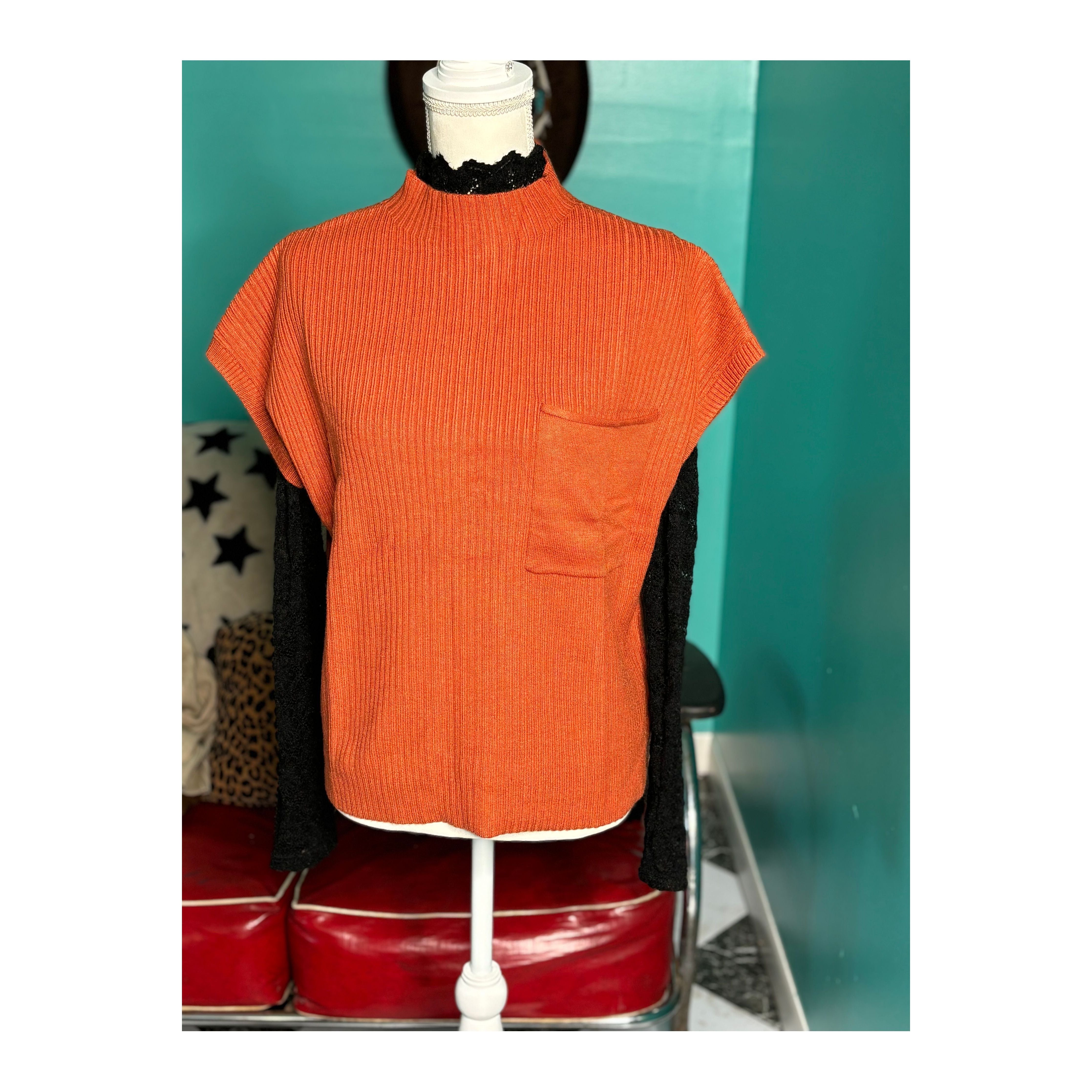 Knit Short Sleeve Sweater Vest