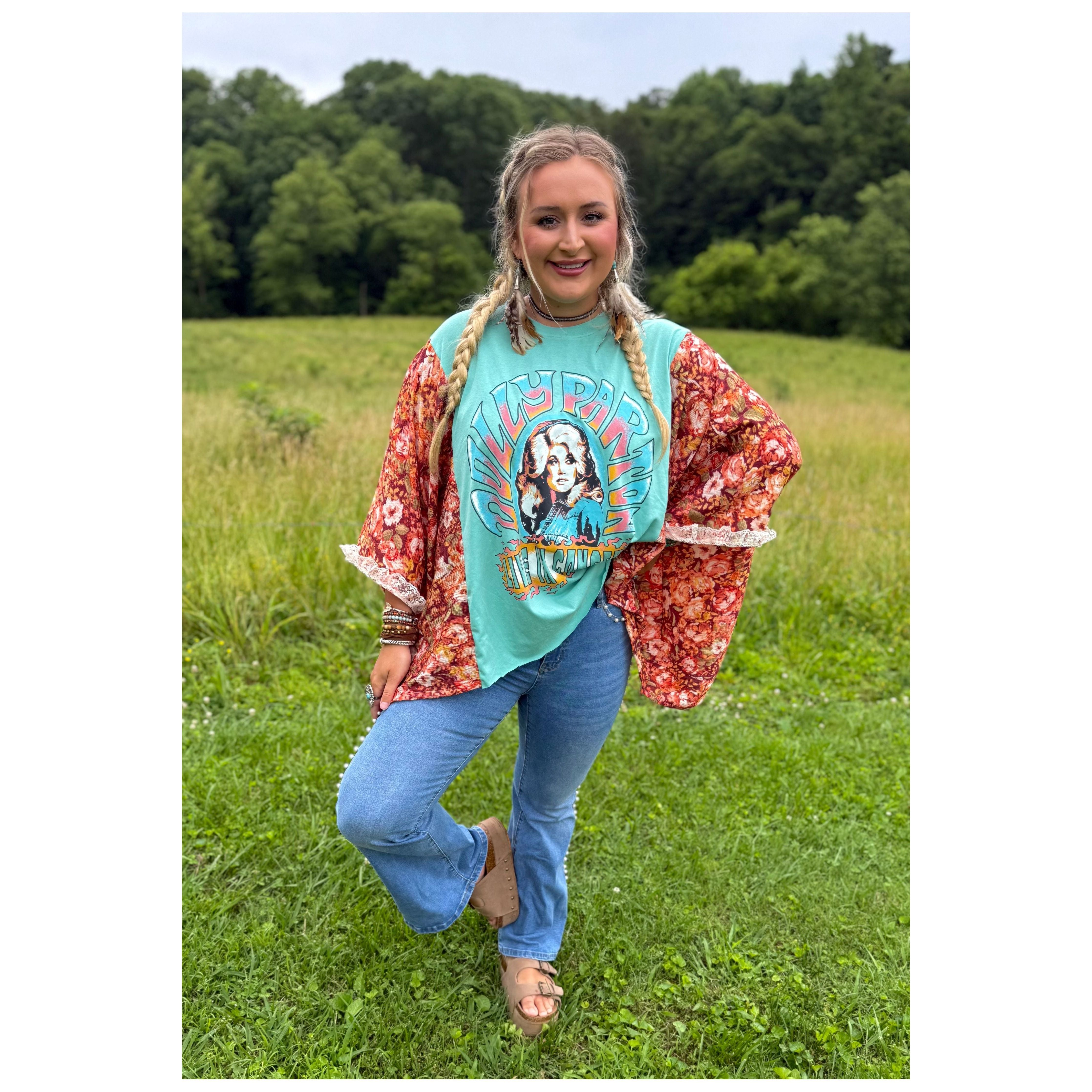 Dolly Upcycled Tee (lace trim)