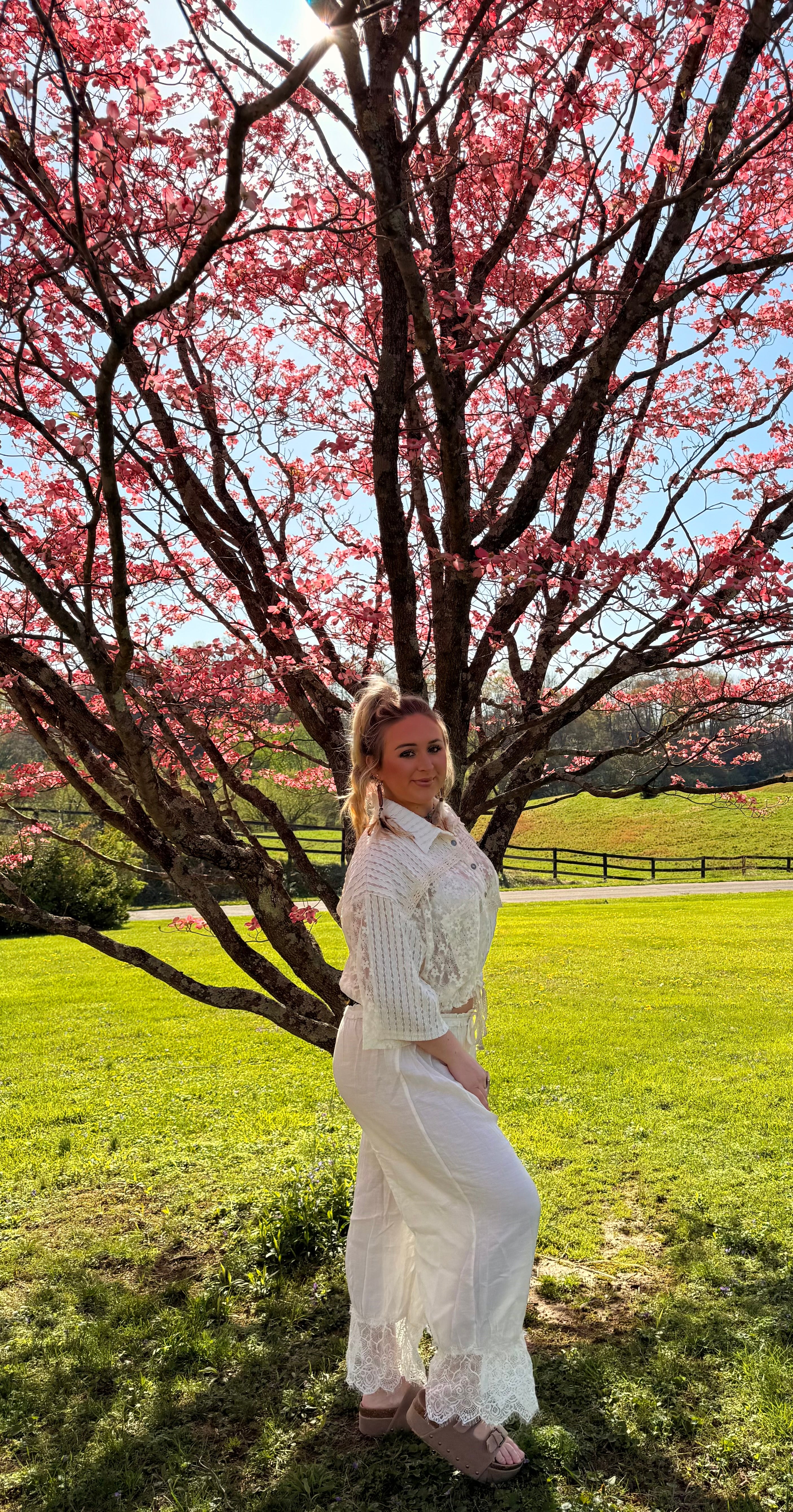 Spring Boho White Lace Pant