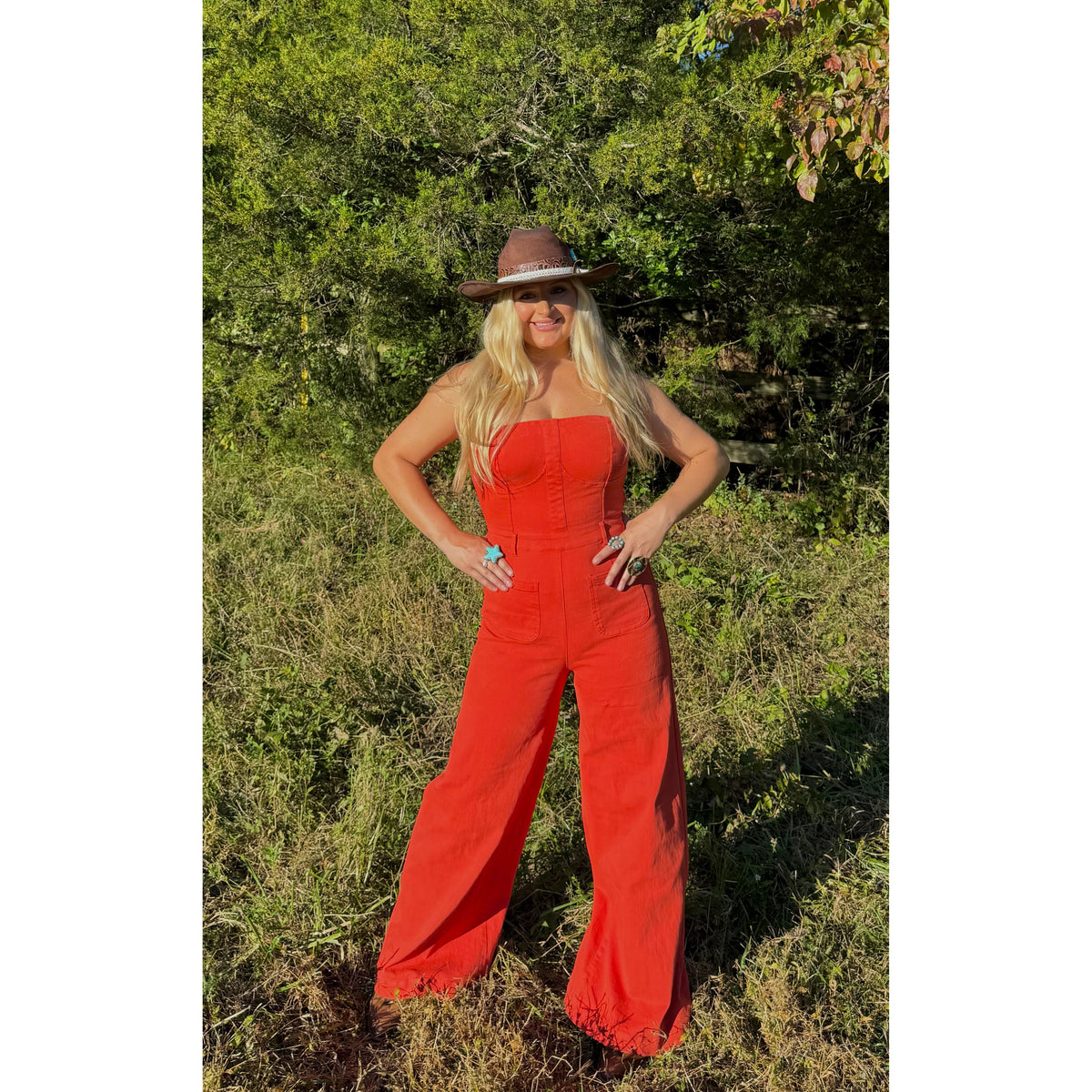 Orange Flare Jumpsuit