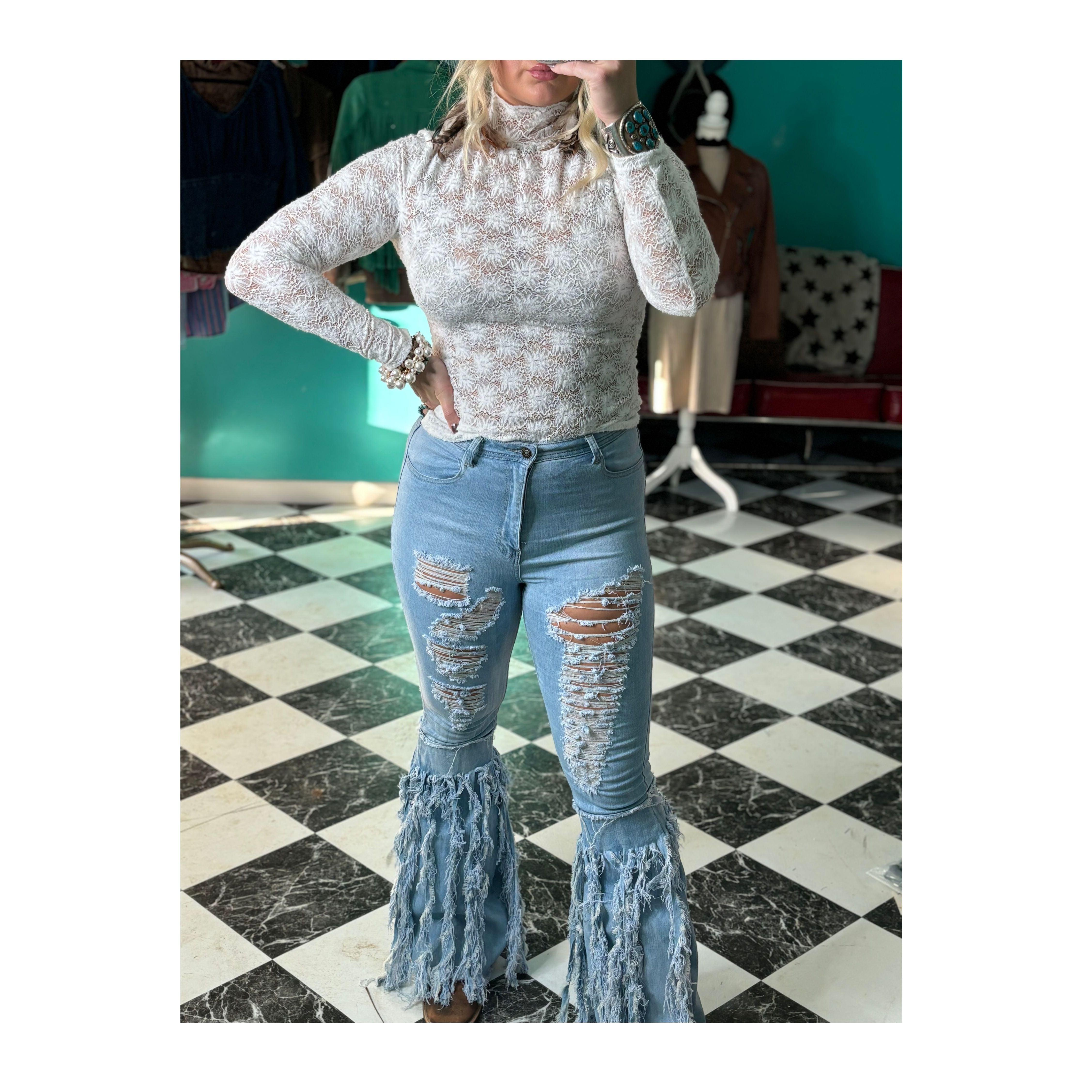 Long sleeve Lace Layering Top