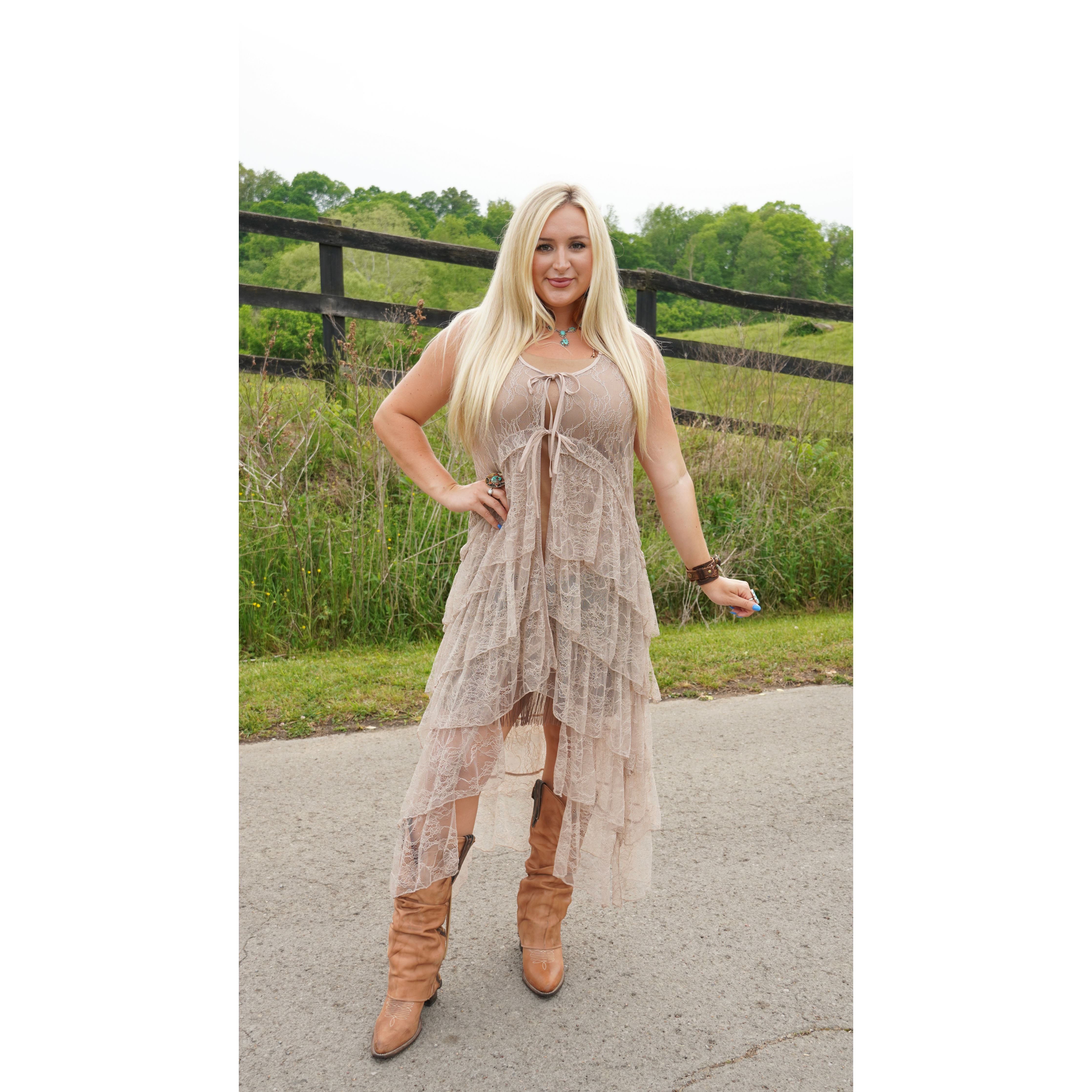 Tiered Ruffled Vest in Taupe