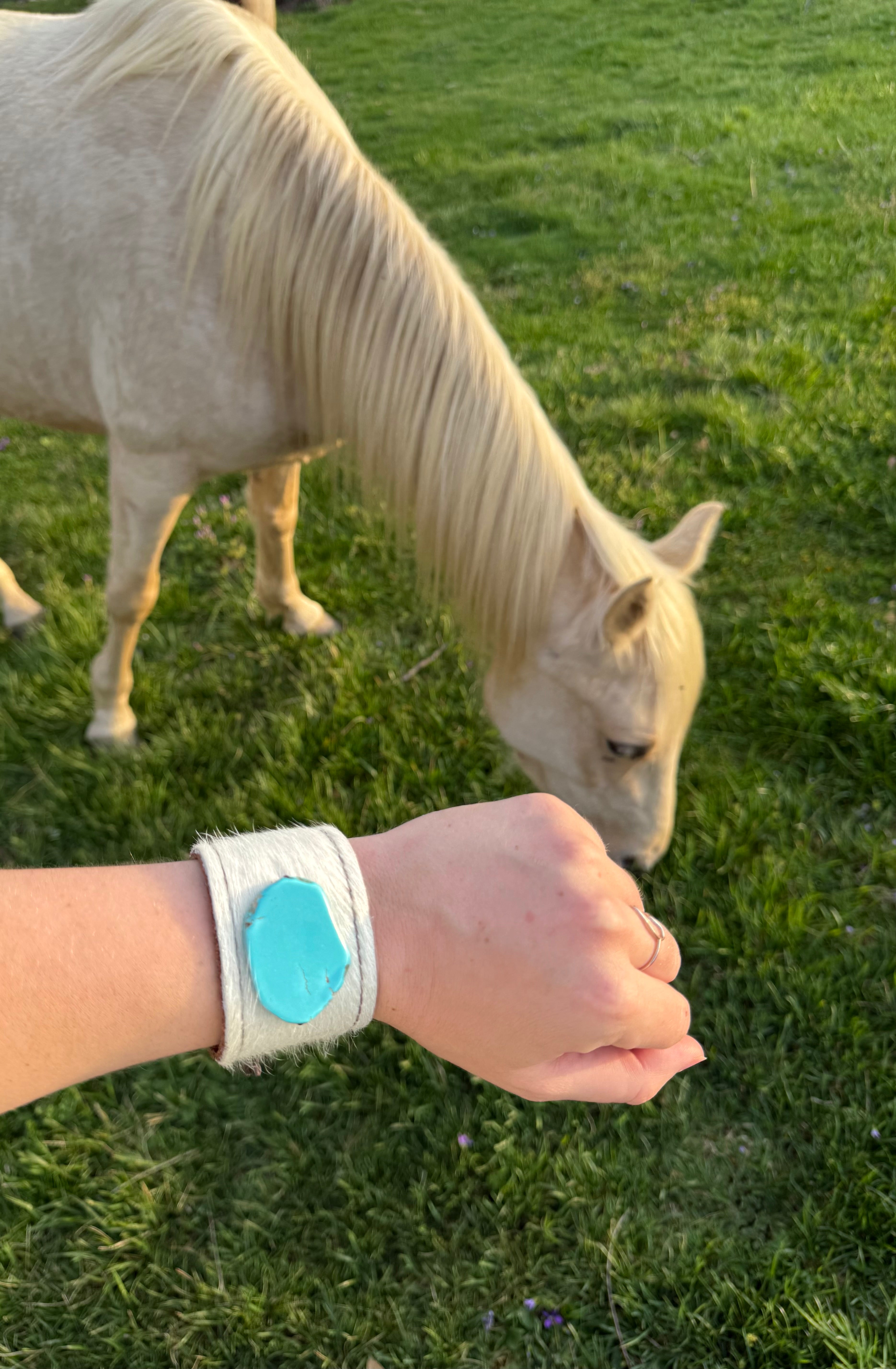 White Leather Cow Hide Cuff
