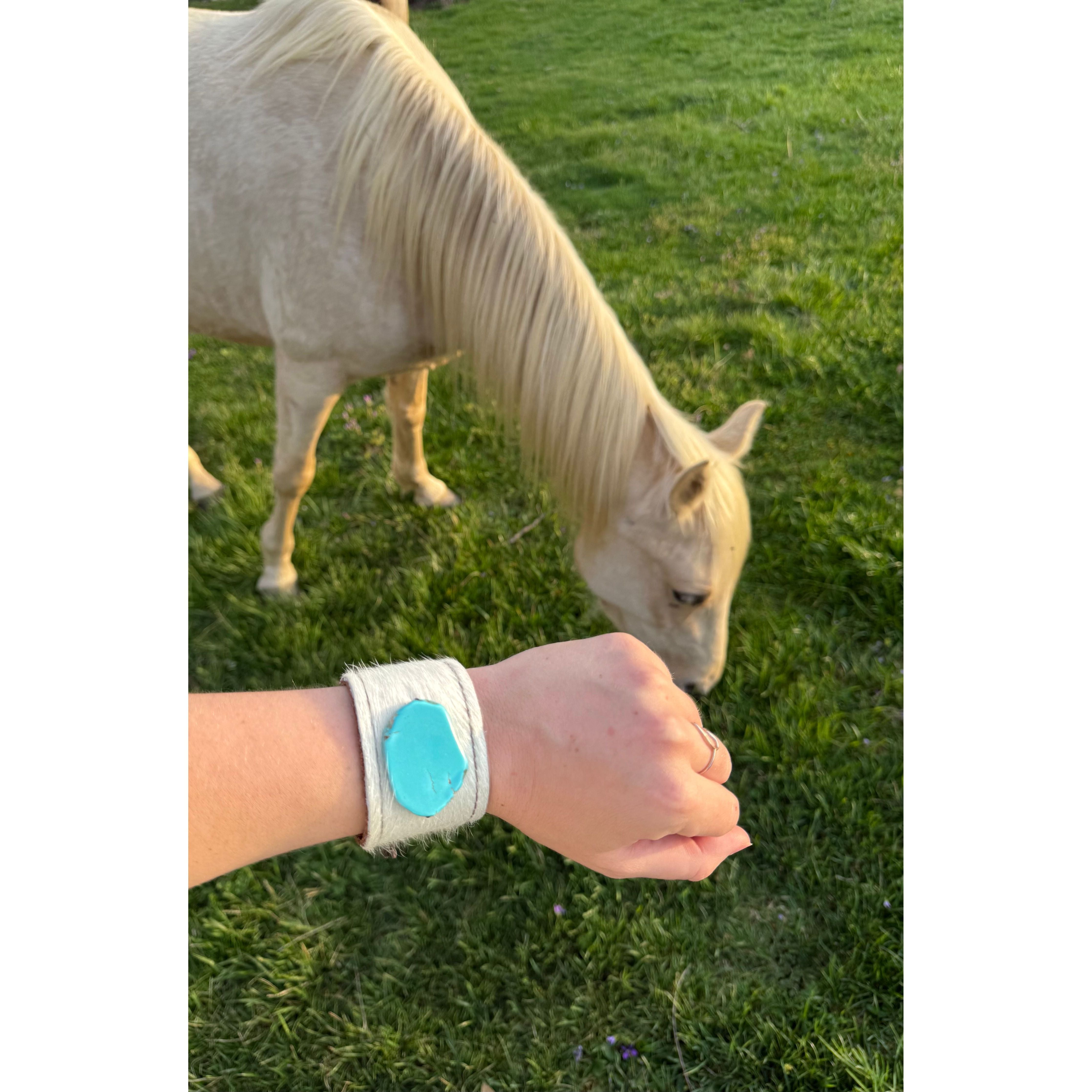 White Leather Cow Hide Cuff