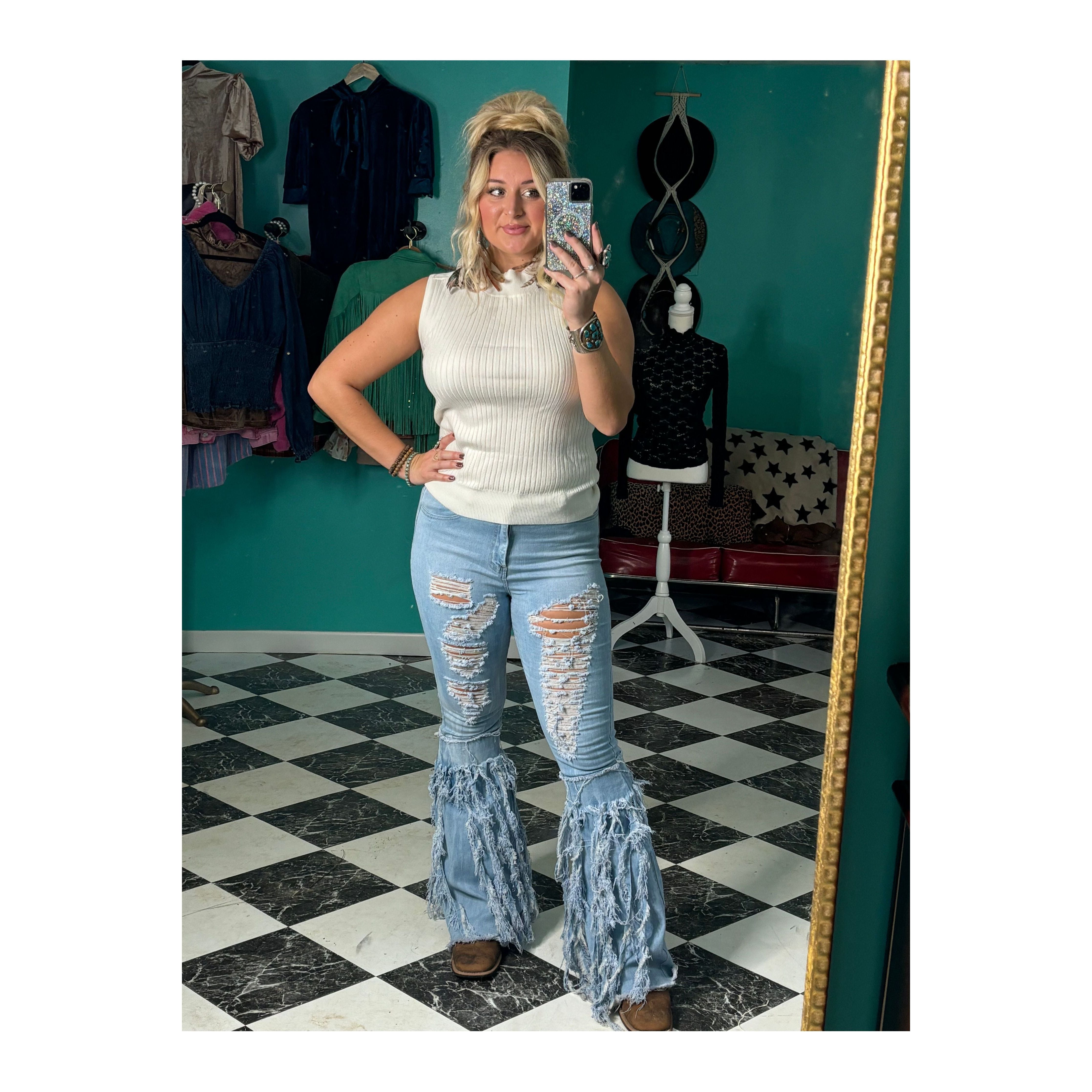 White High Neck Sweater Vest