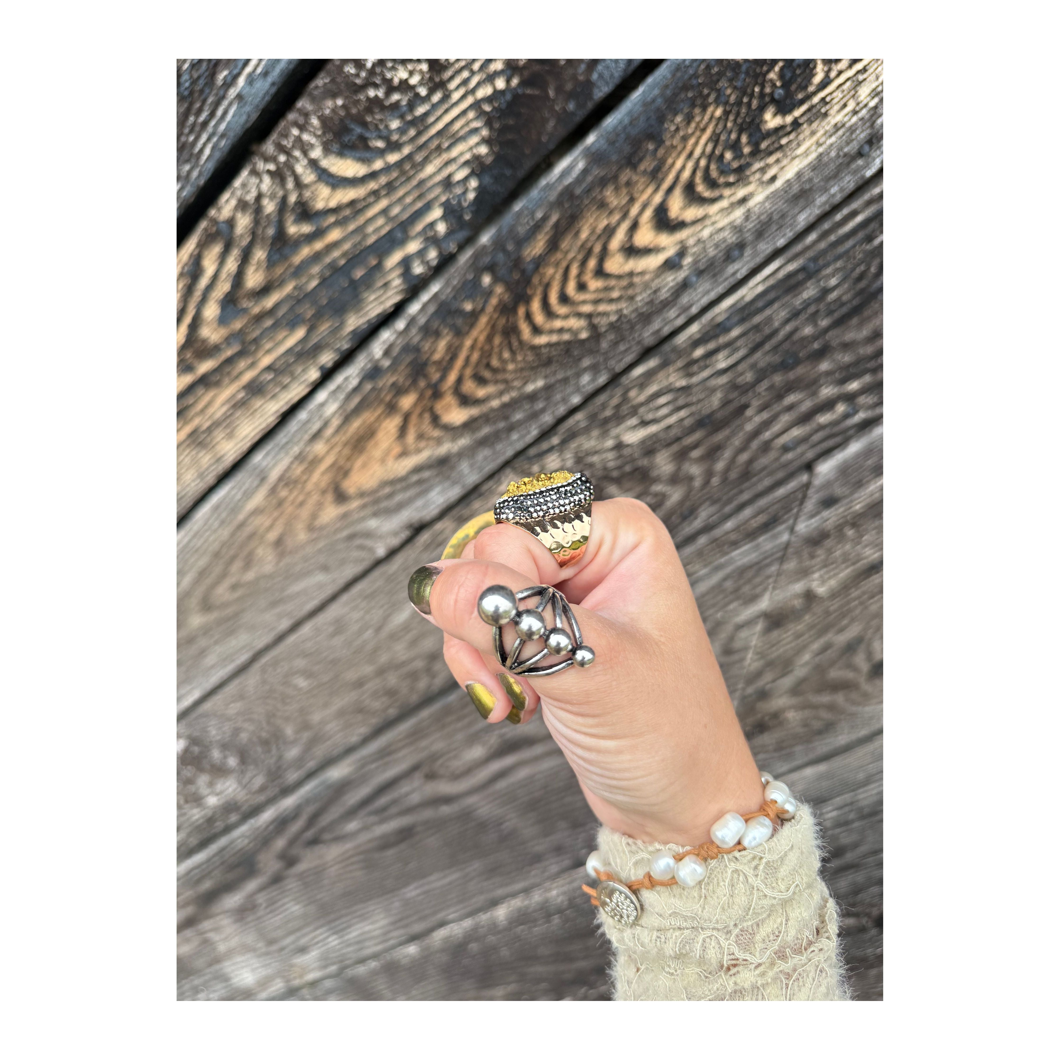Moonlit Bead Ring