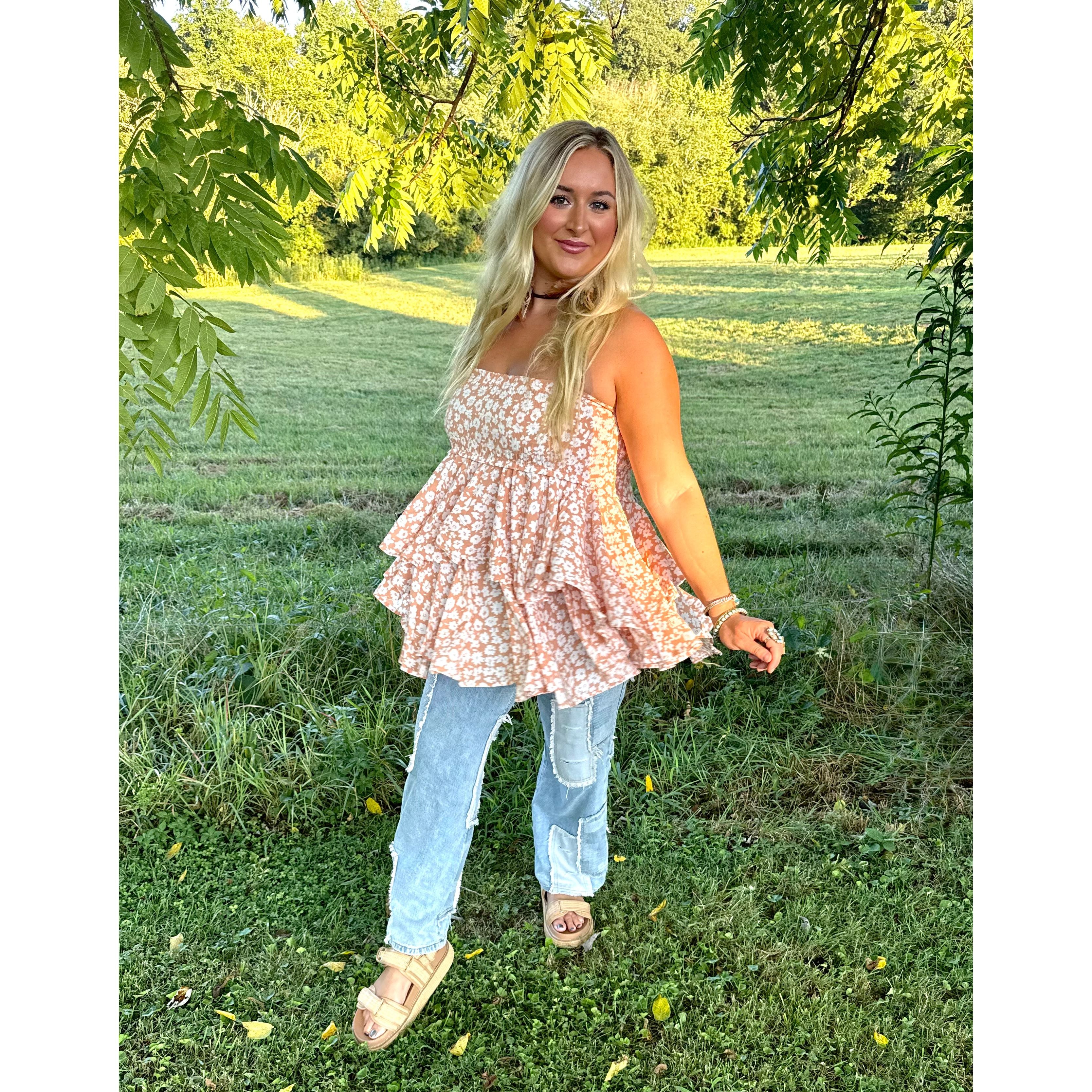 BY TOGETHER: Daisy Dream Ruffle Tube Top