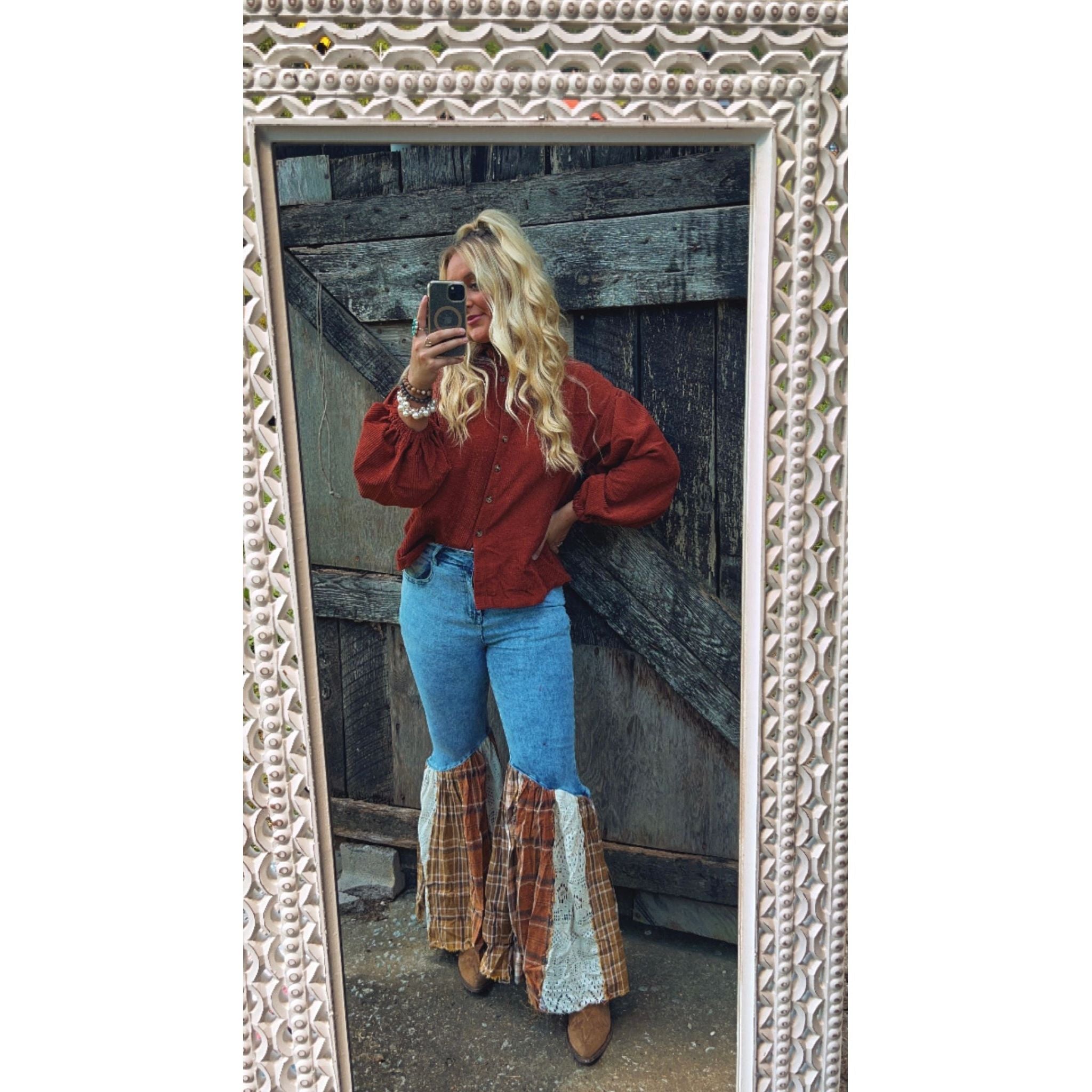 Corduroy Puff Sleeve Shacket