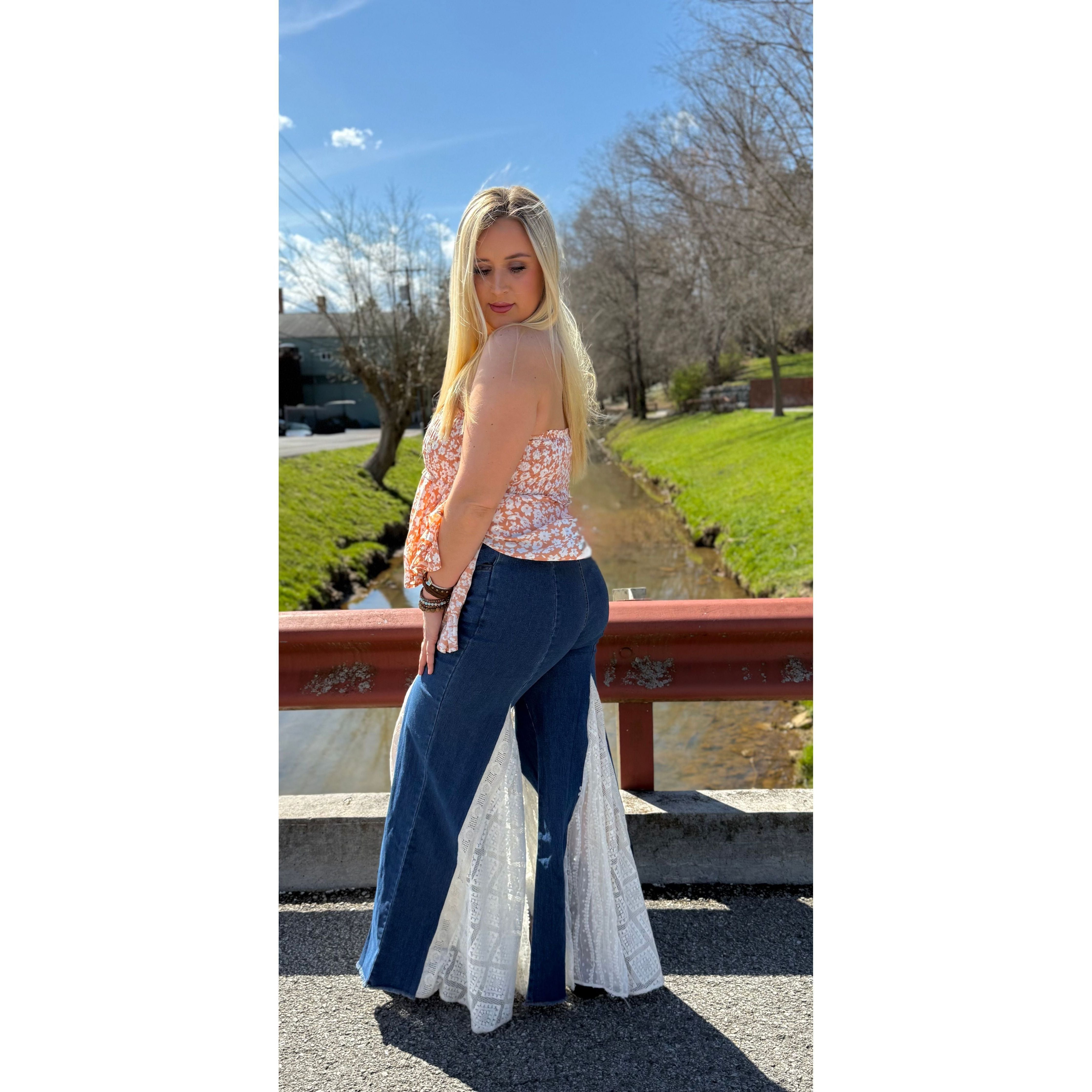 My Dream Bell Bottom White Lace