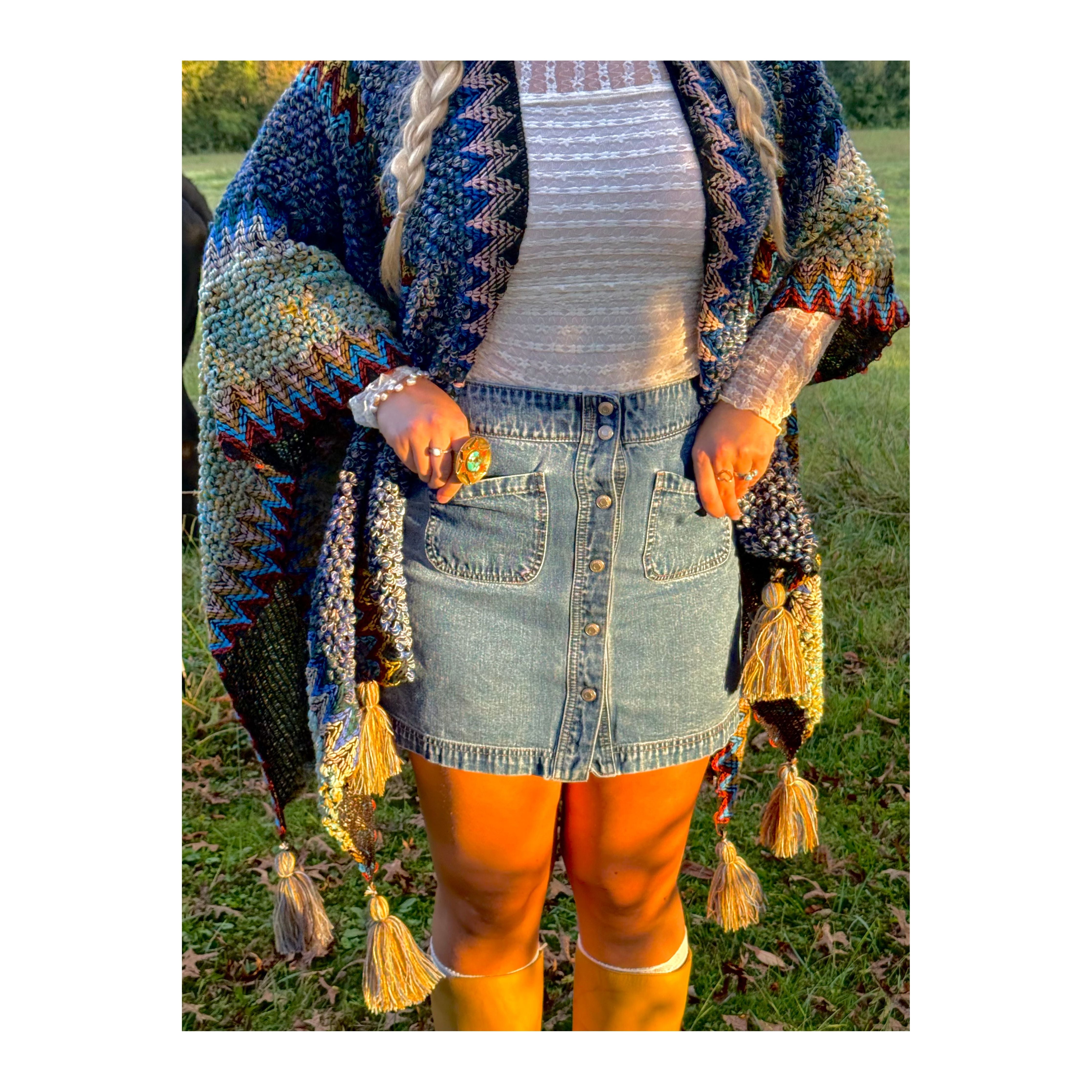 Boheme Soul Crochet Kimono in Blue