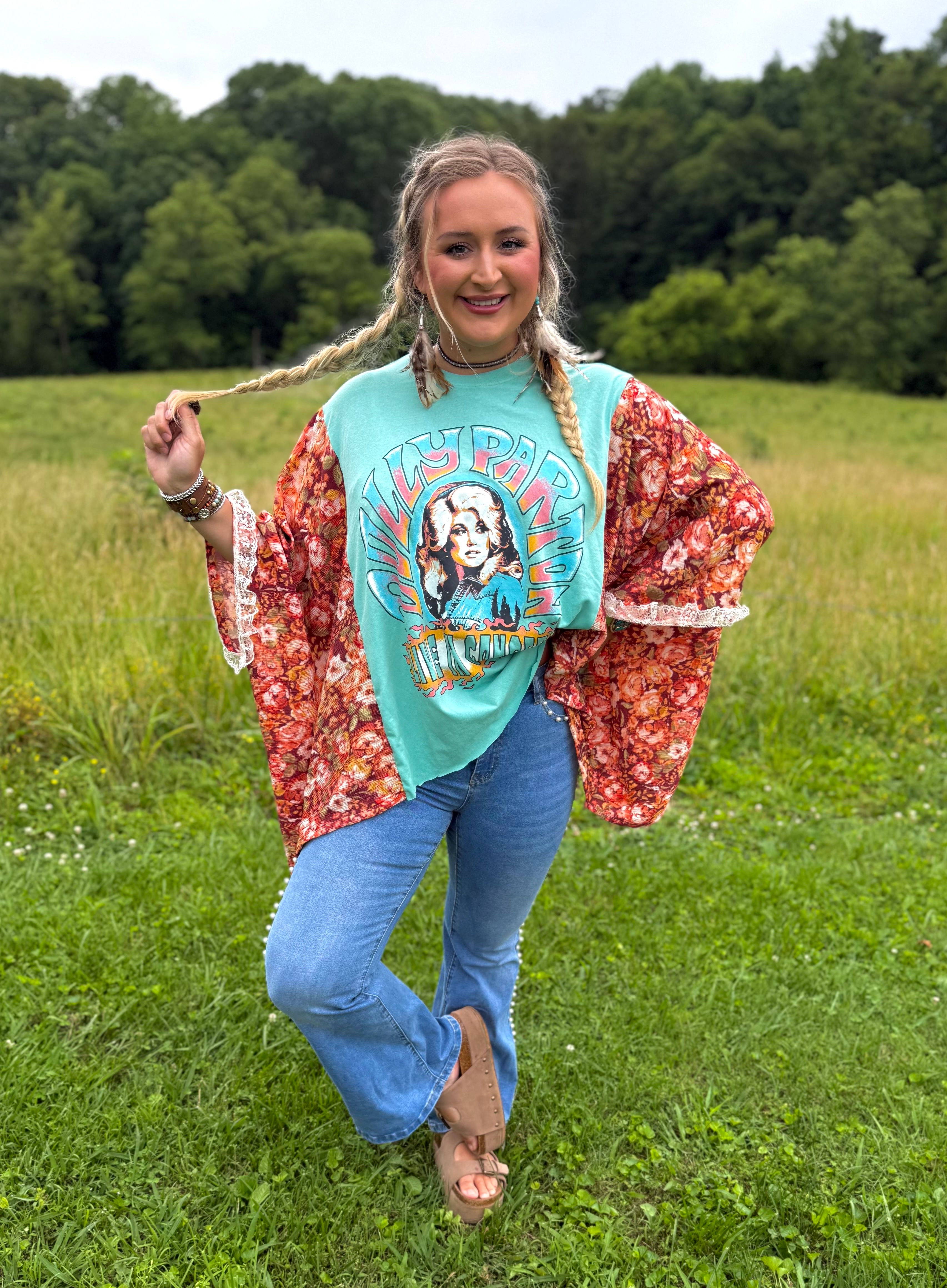 Dolly Upcycled Tee (lace trim)