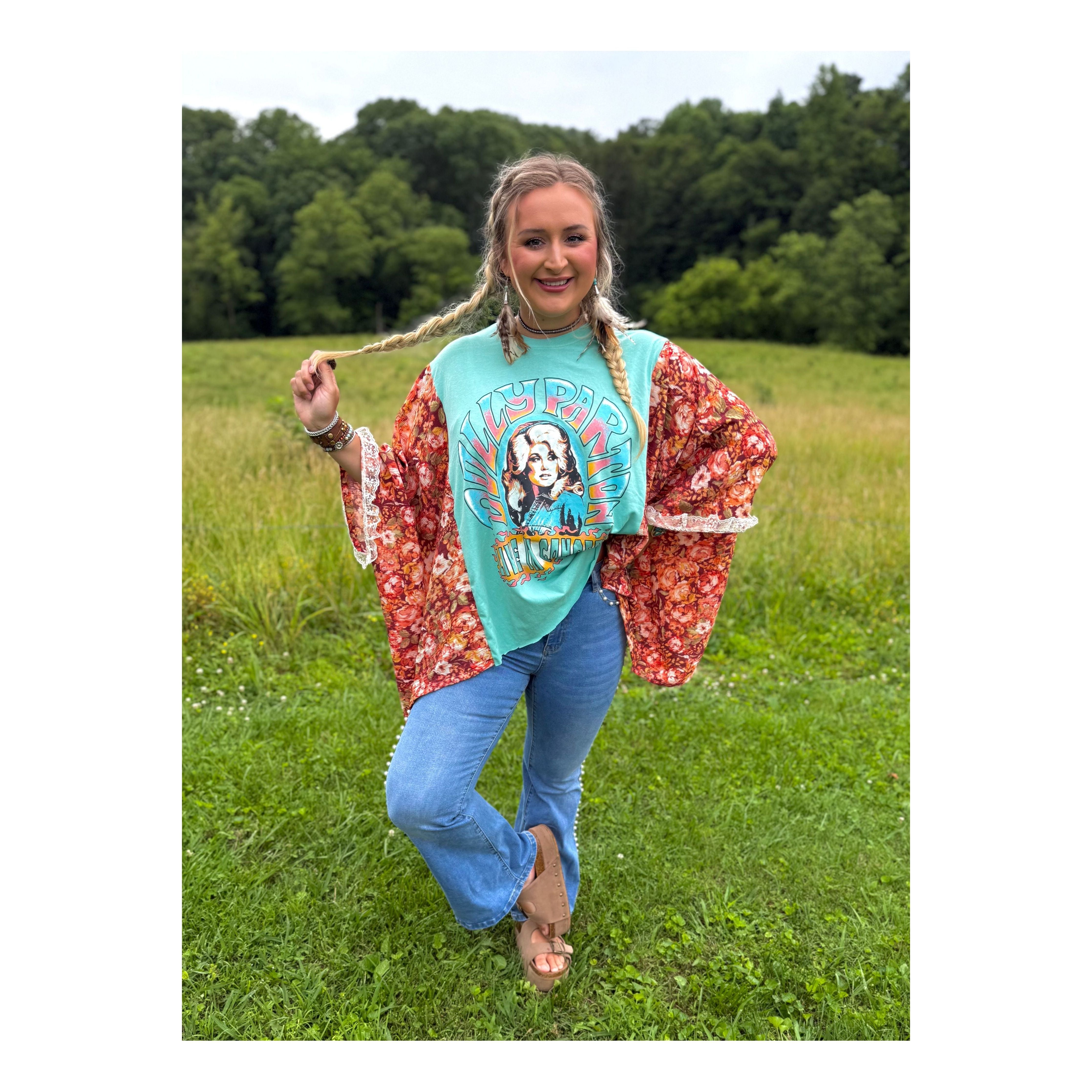 Dolly Upcycled Tee (lace trim)