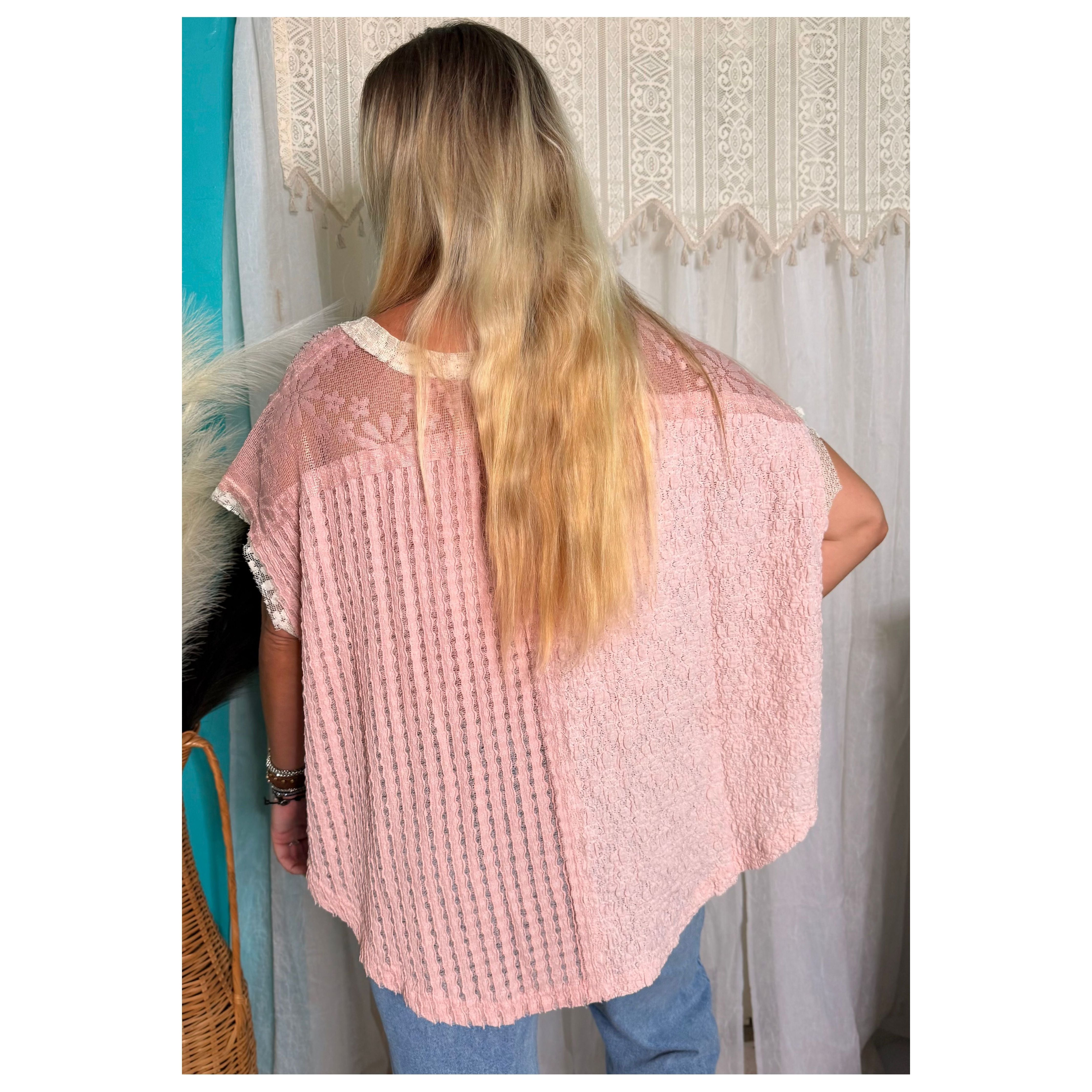 POL: All For Boho Pink Lace Top
