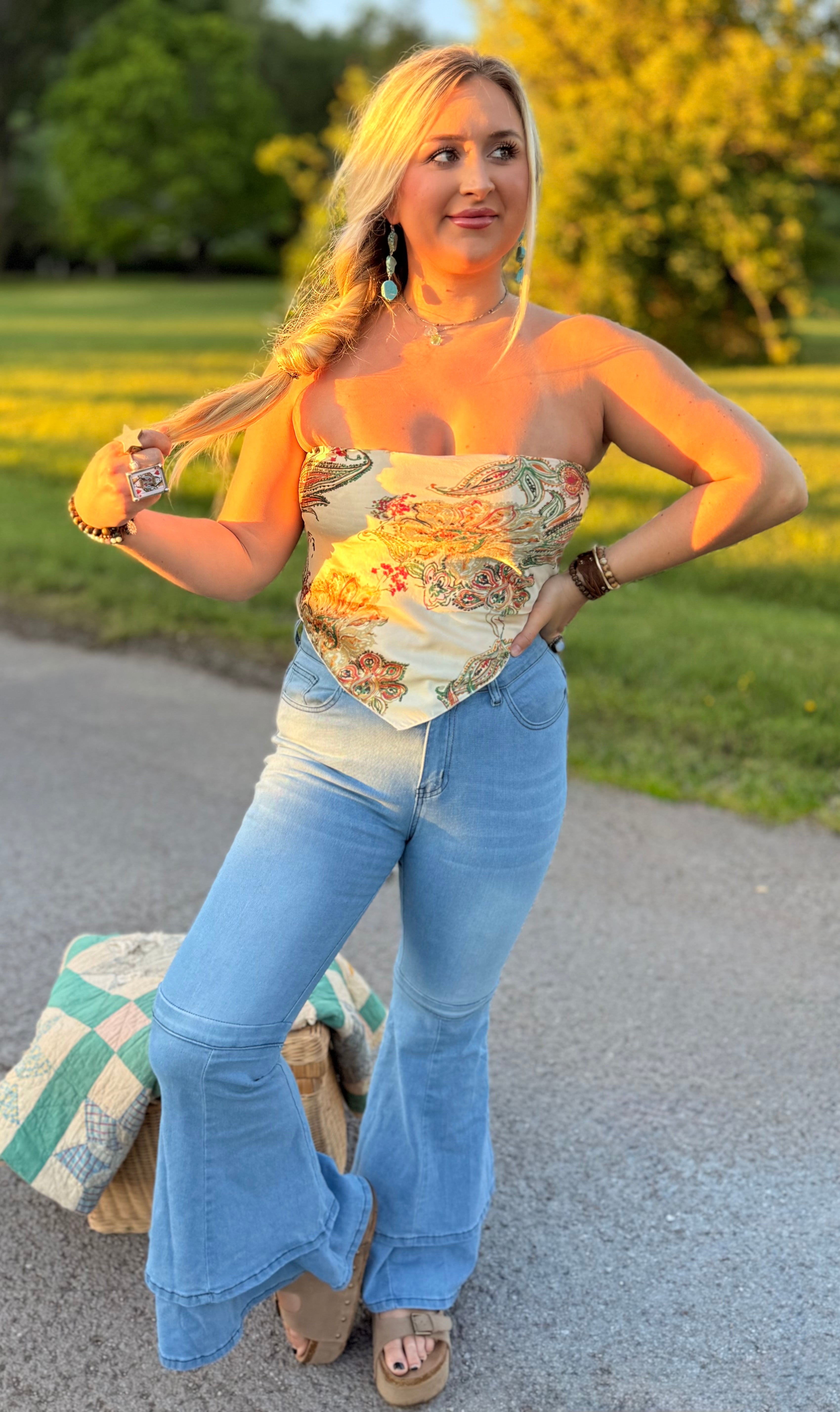 Sun Soaked Bandana Tube Top (Cream)