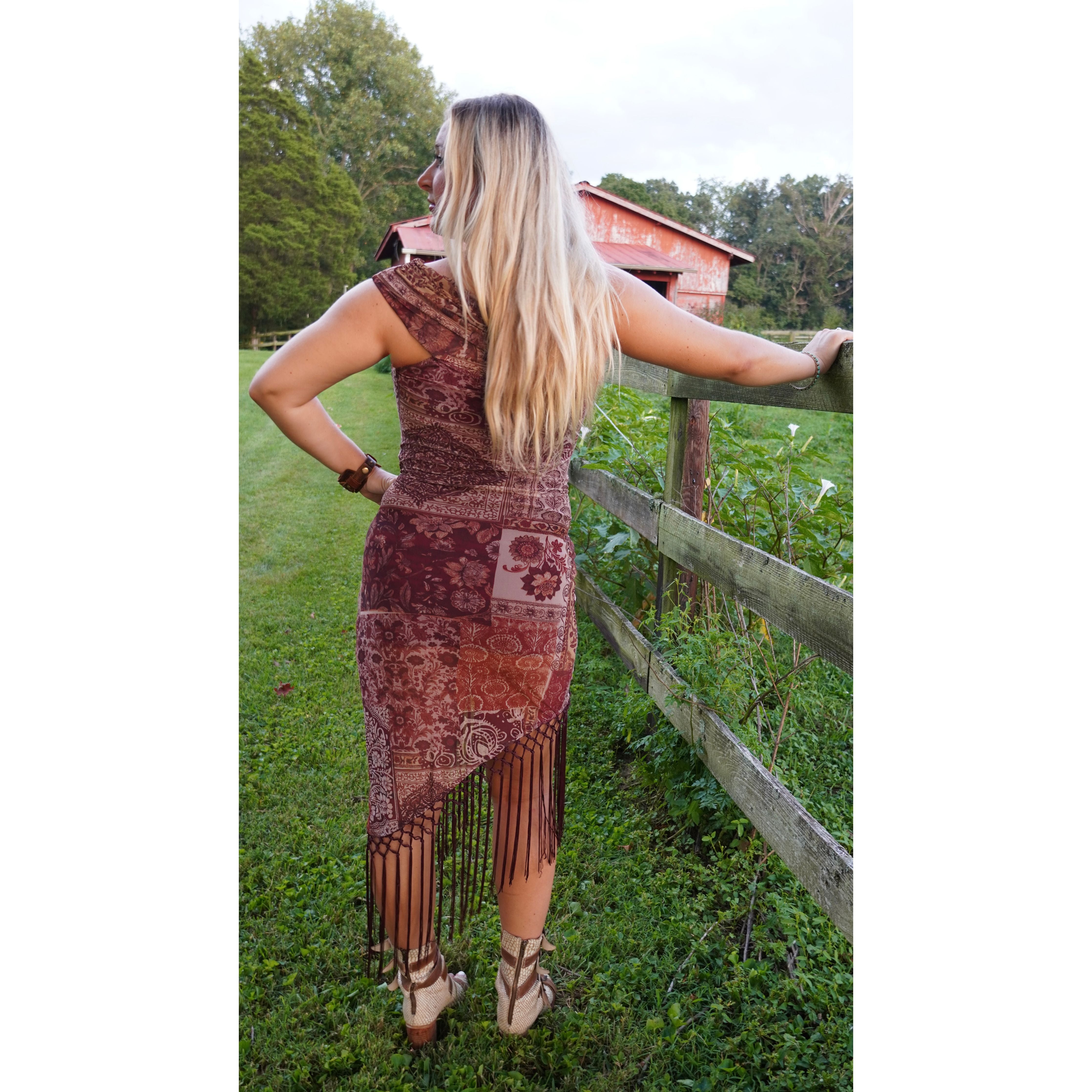 Bohemian Patchwork Fringe Dress