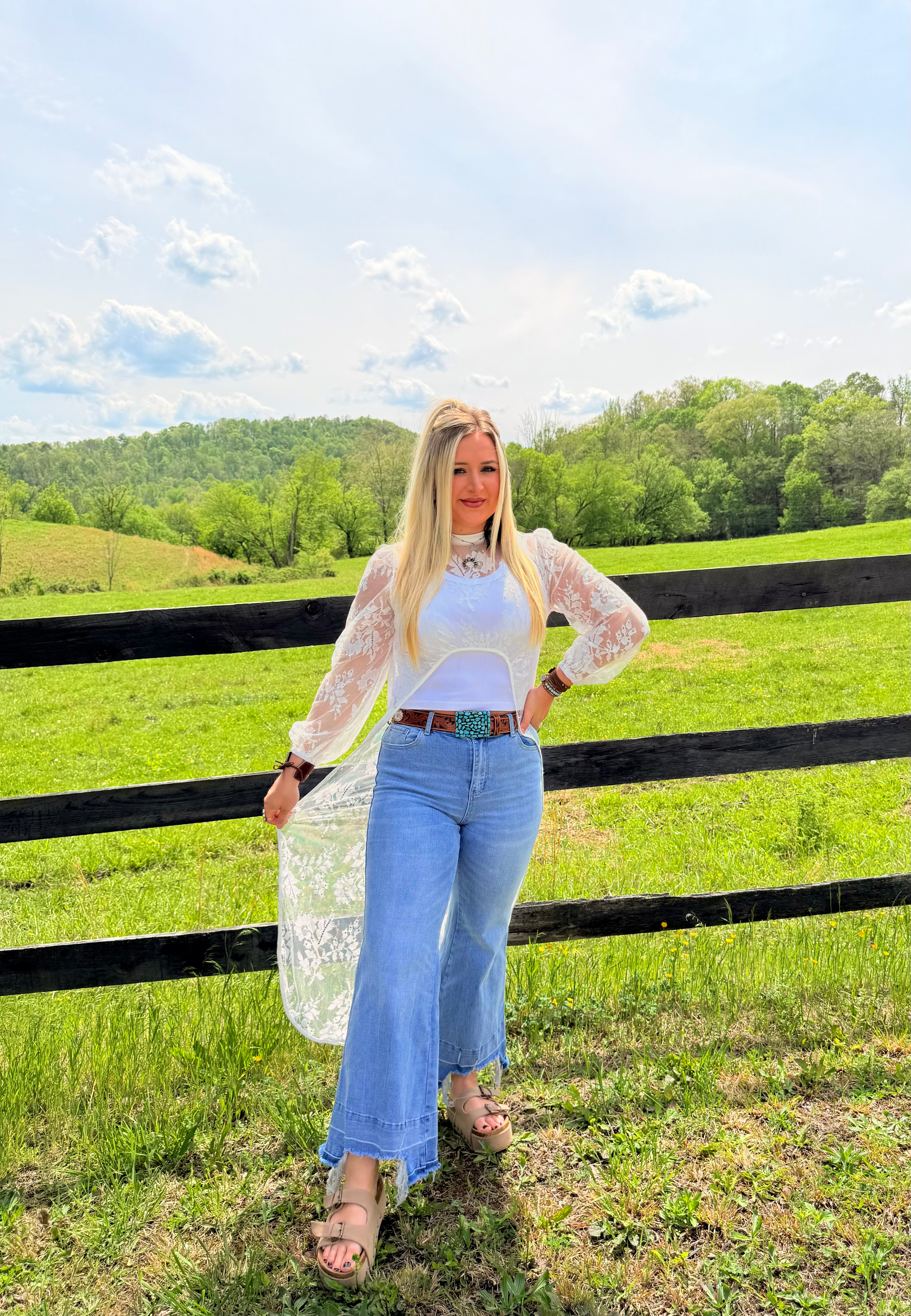 Rhiannon High Low Lace Sheer Top