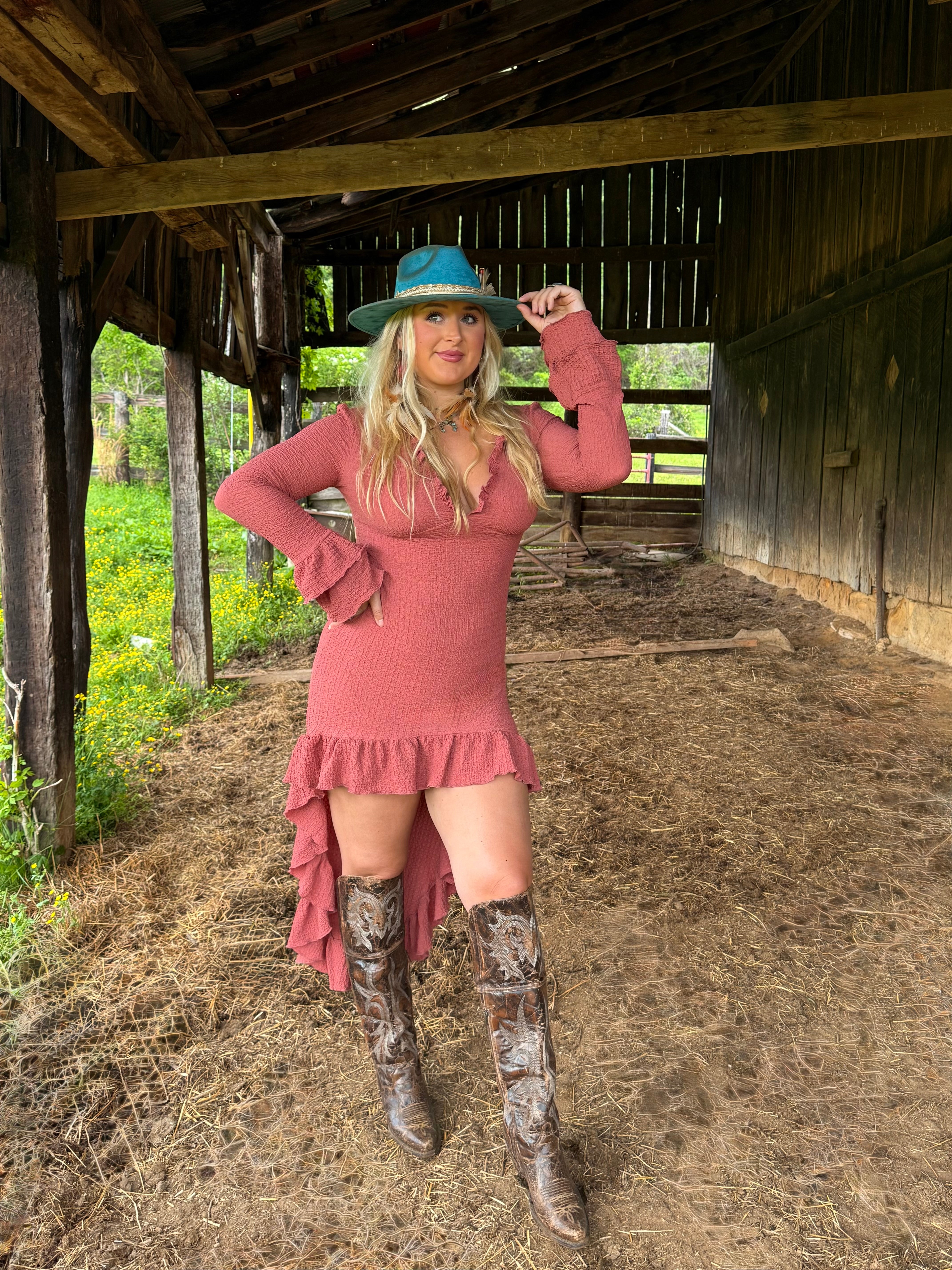 Rustic Daydream High Low Ruffle Dress