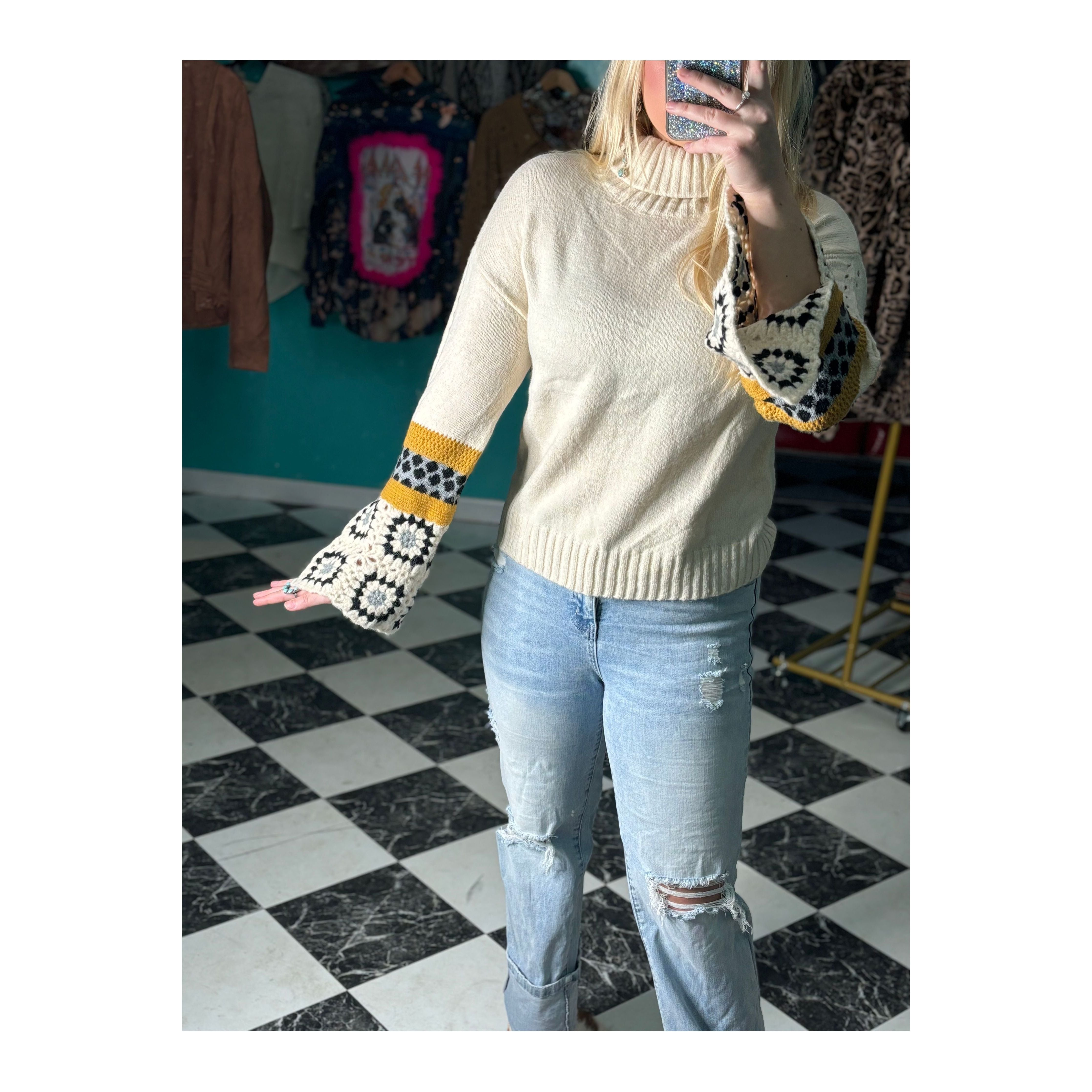 Aztec Cream Turtleneck