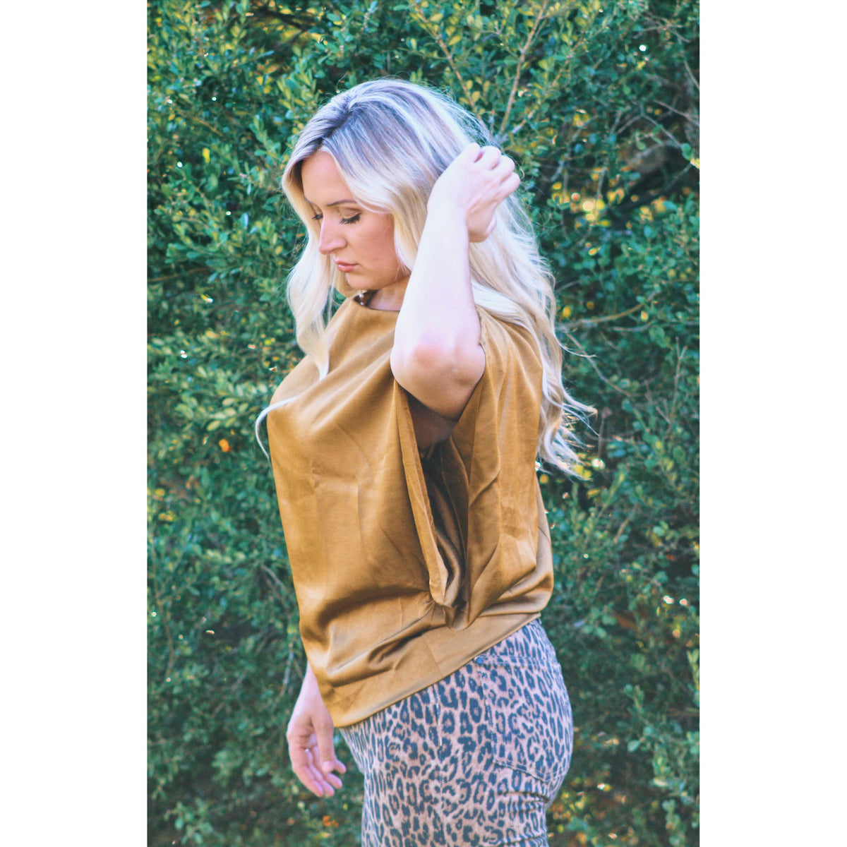 Golden Green Satin Top