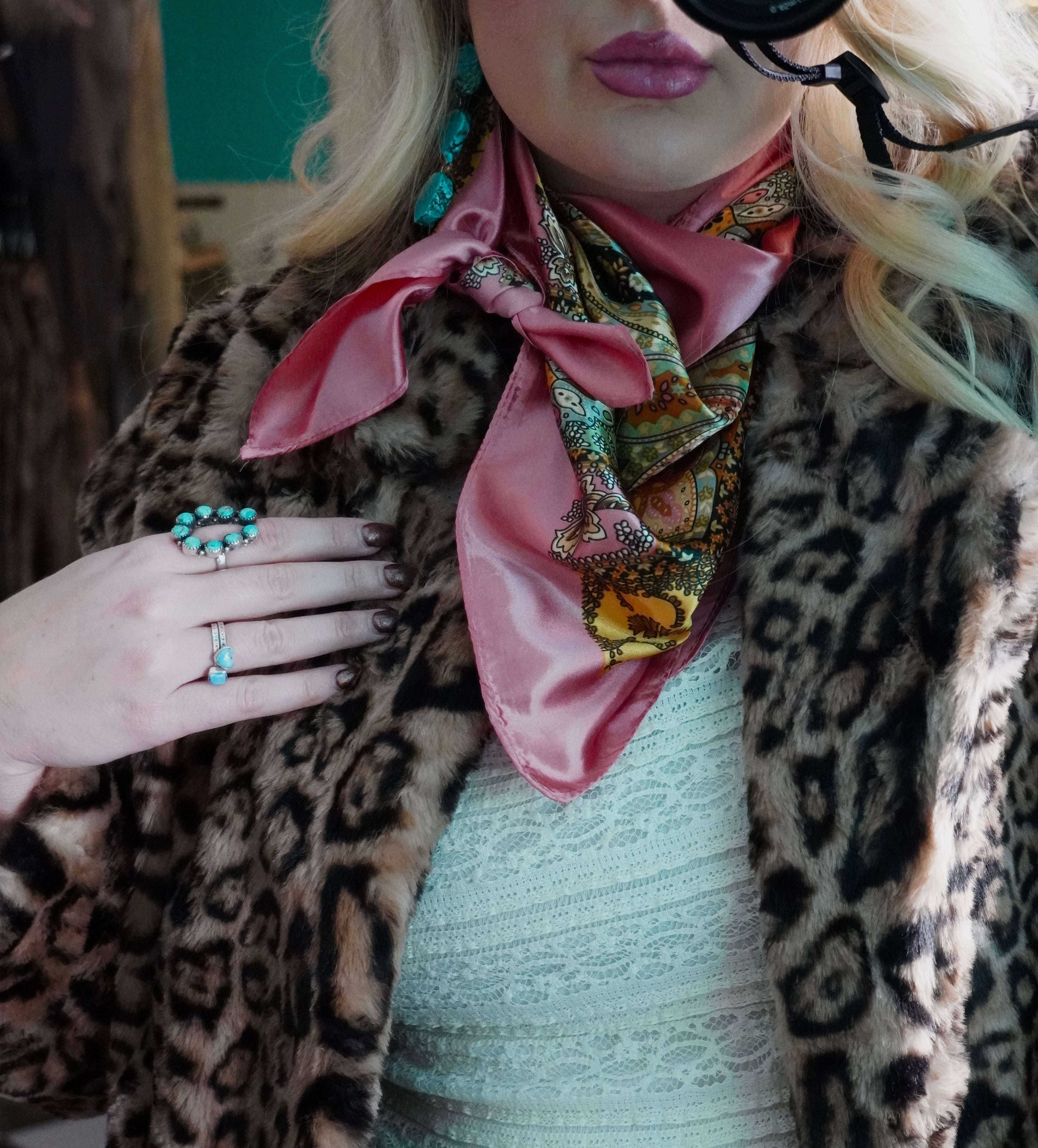 Pink Paisley Printed Satin Scarf