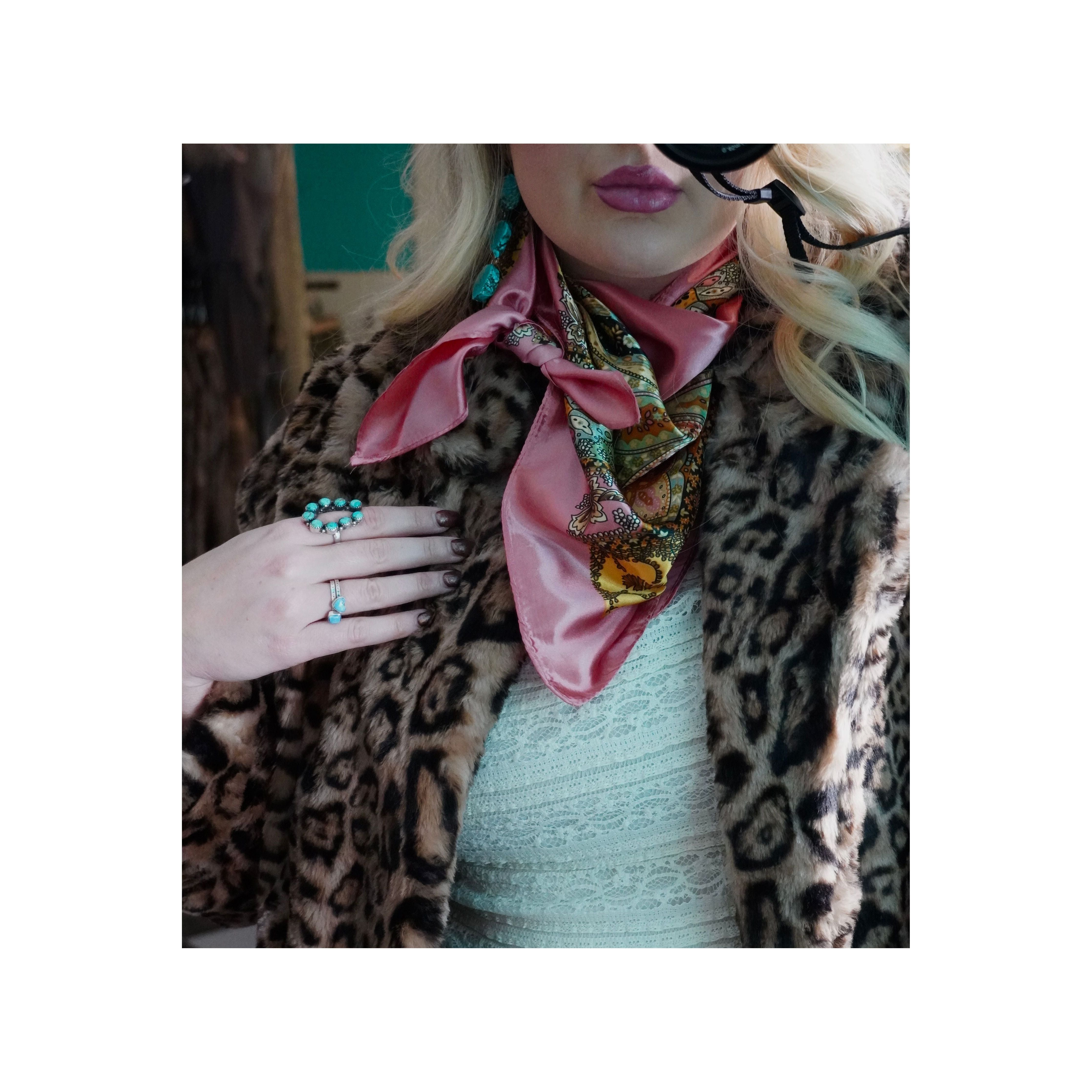 Pink Paisley Printed Satin Scarf